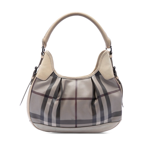 Burberry Smoke Check Coated Canvas Brooklyn Hobo