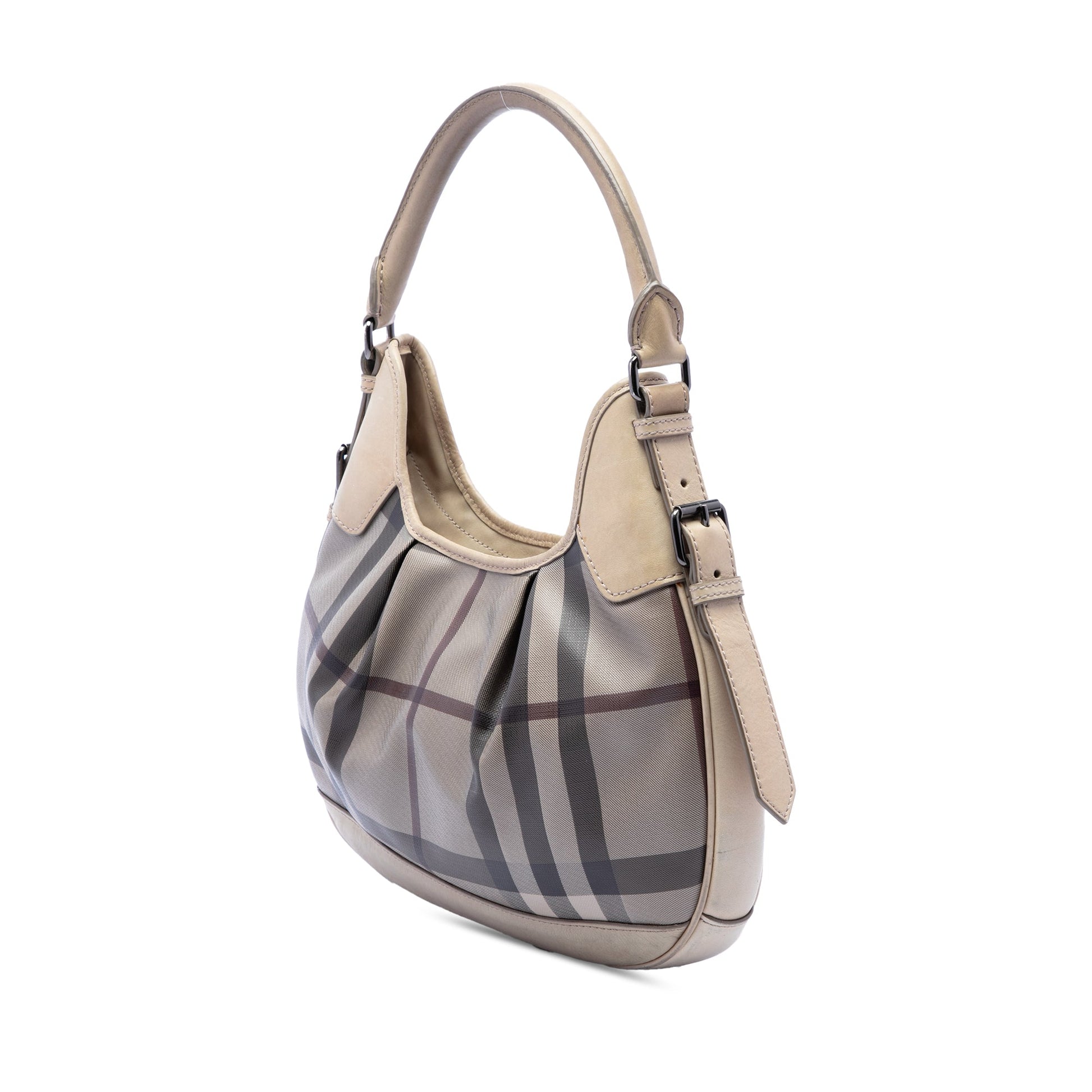 Burberry Smoke Check Coated Canvas Brooklyn Hobo
