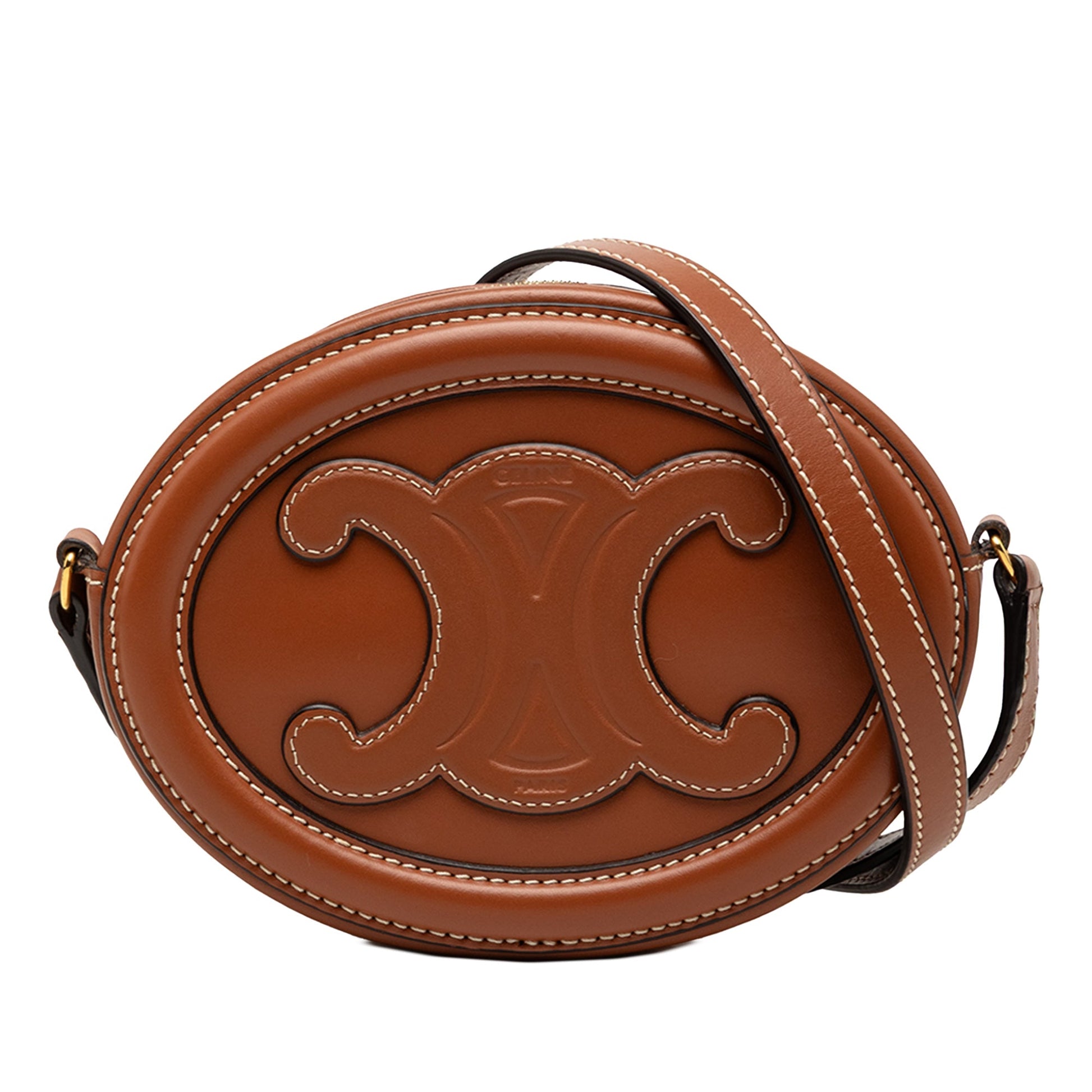Celine Small Calfskin Cuir Triomphe Oval Crossbody