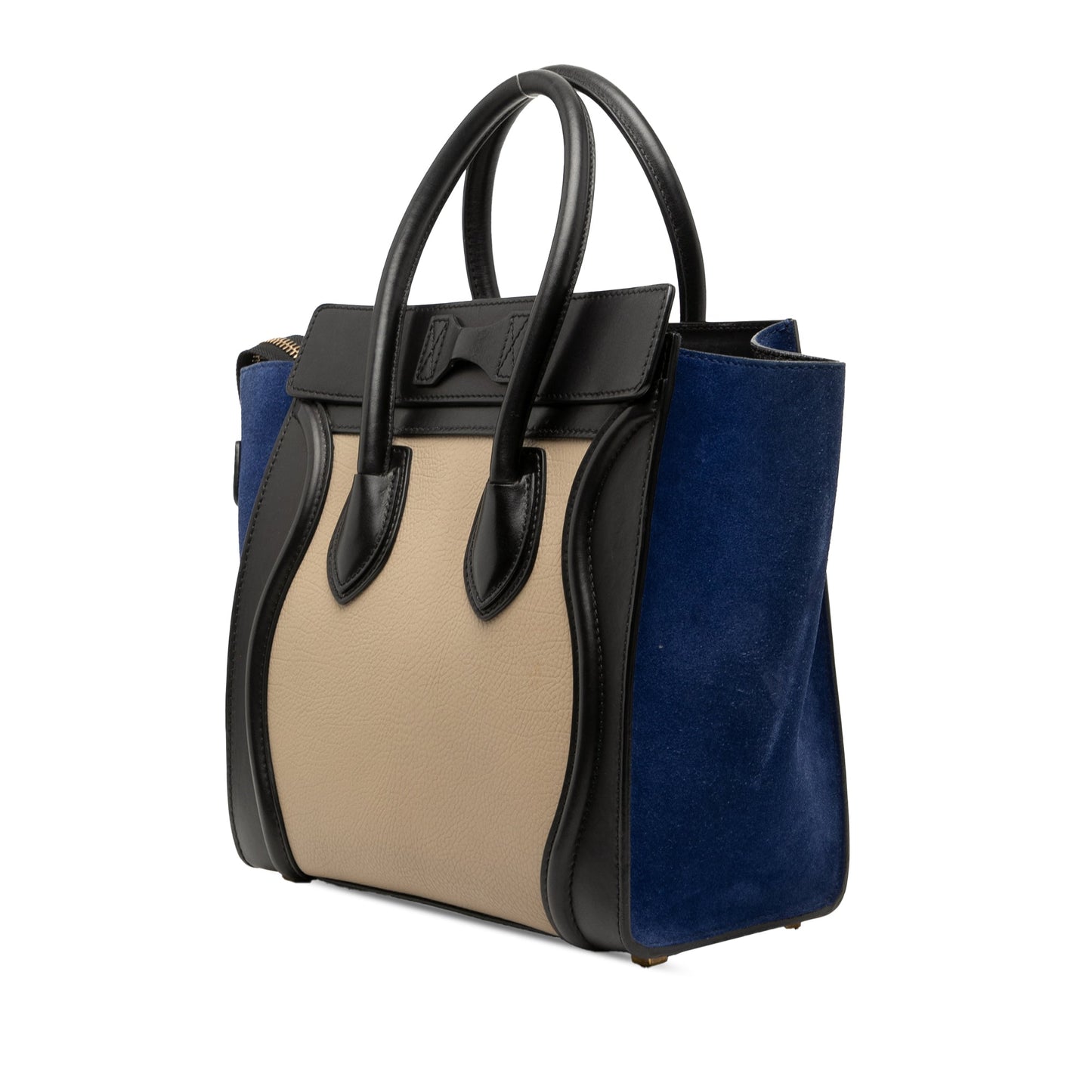 Micro Tricolor Calfskin and Suede Luggage Tote
