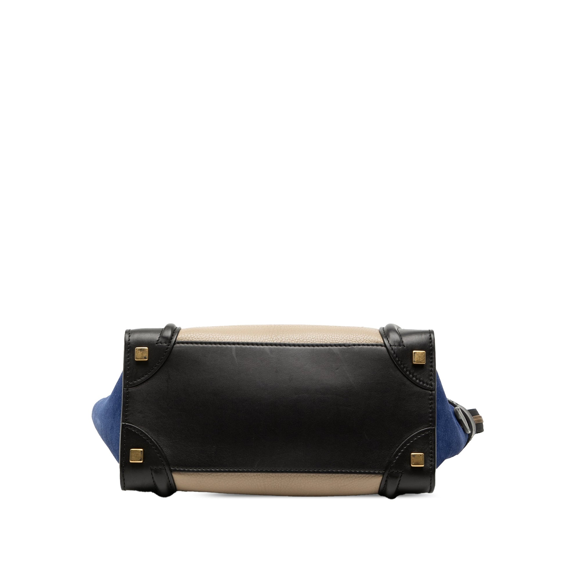 Micro Tricolor Calfskin and Suede Luggage Tote