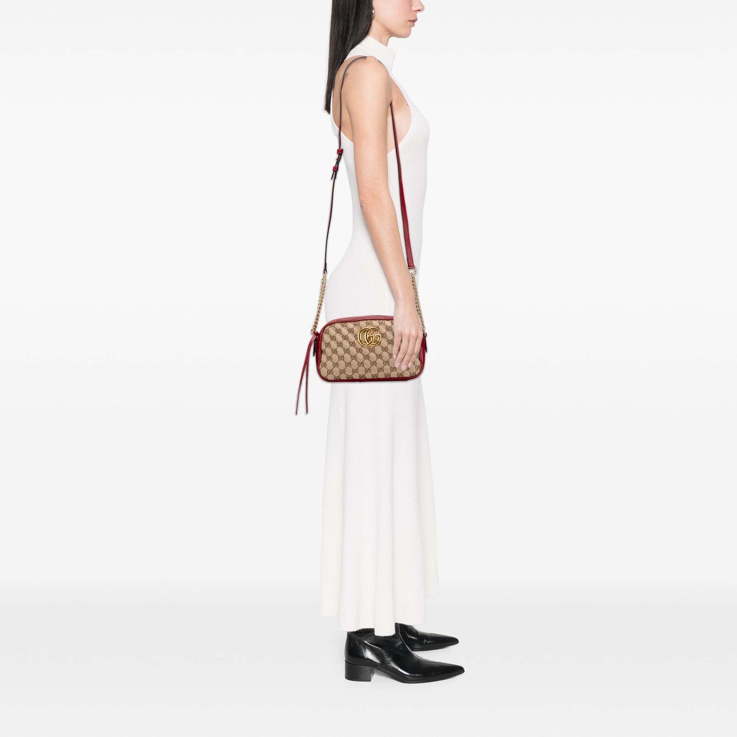 Gucci Small GG Marmont Matelasse GG Canvas and Leather Crossbody