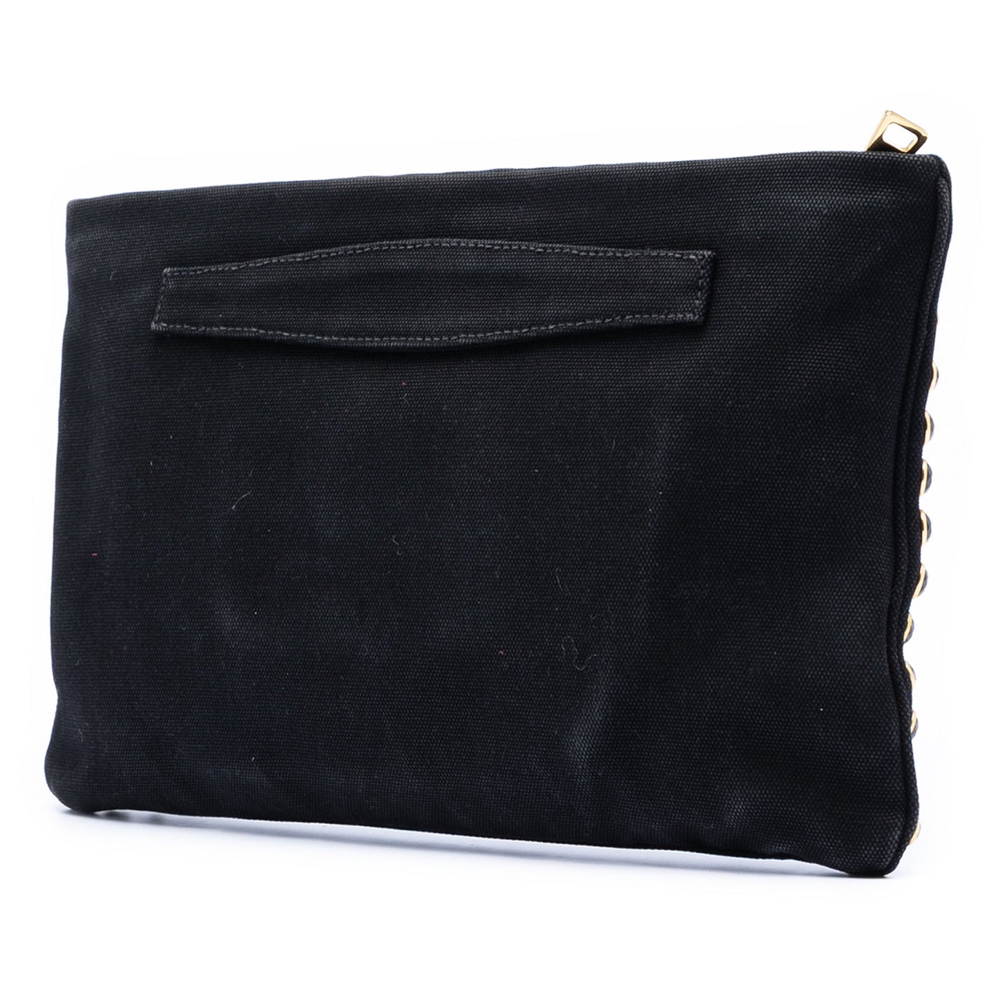 Prada Canvas Canapa Studded Vernice Clutch