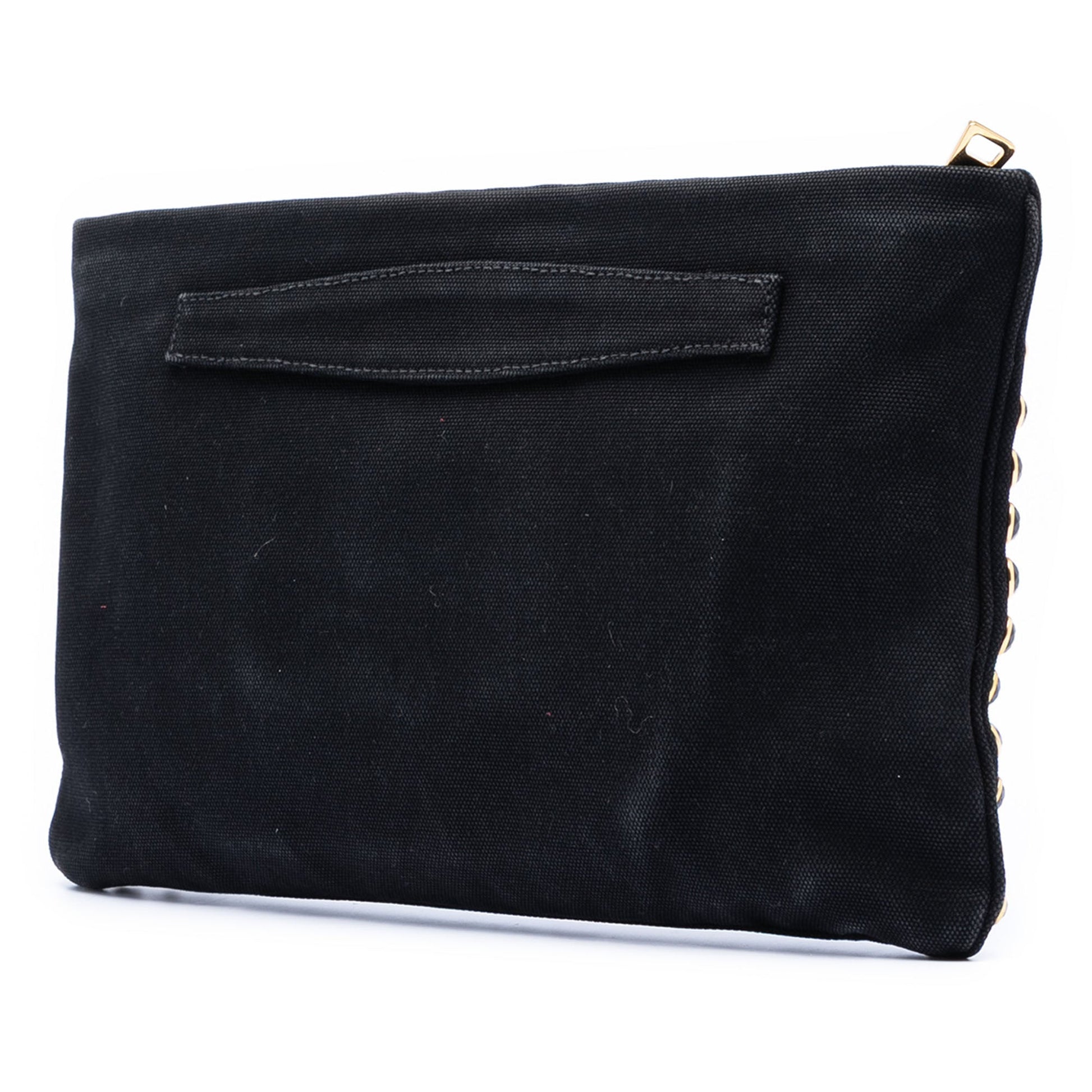 Prada Canvas Canapa Studded Vernice Clutch