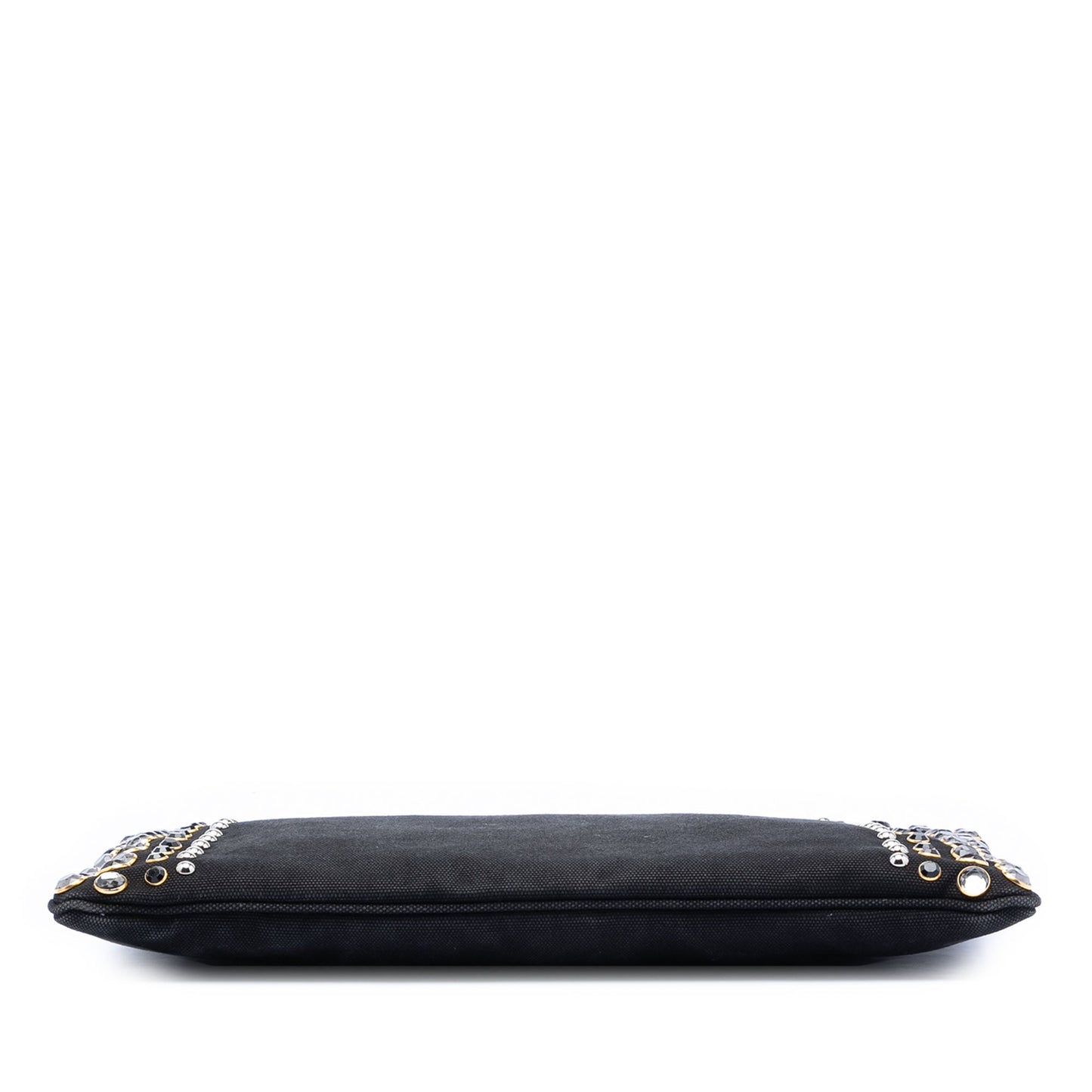 Prada Canvas Canapa Studded Vernice Clutch