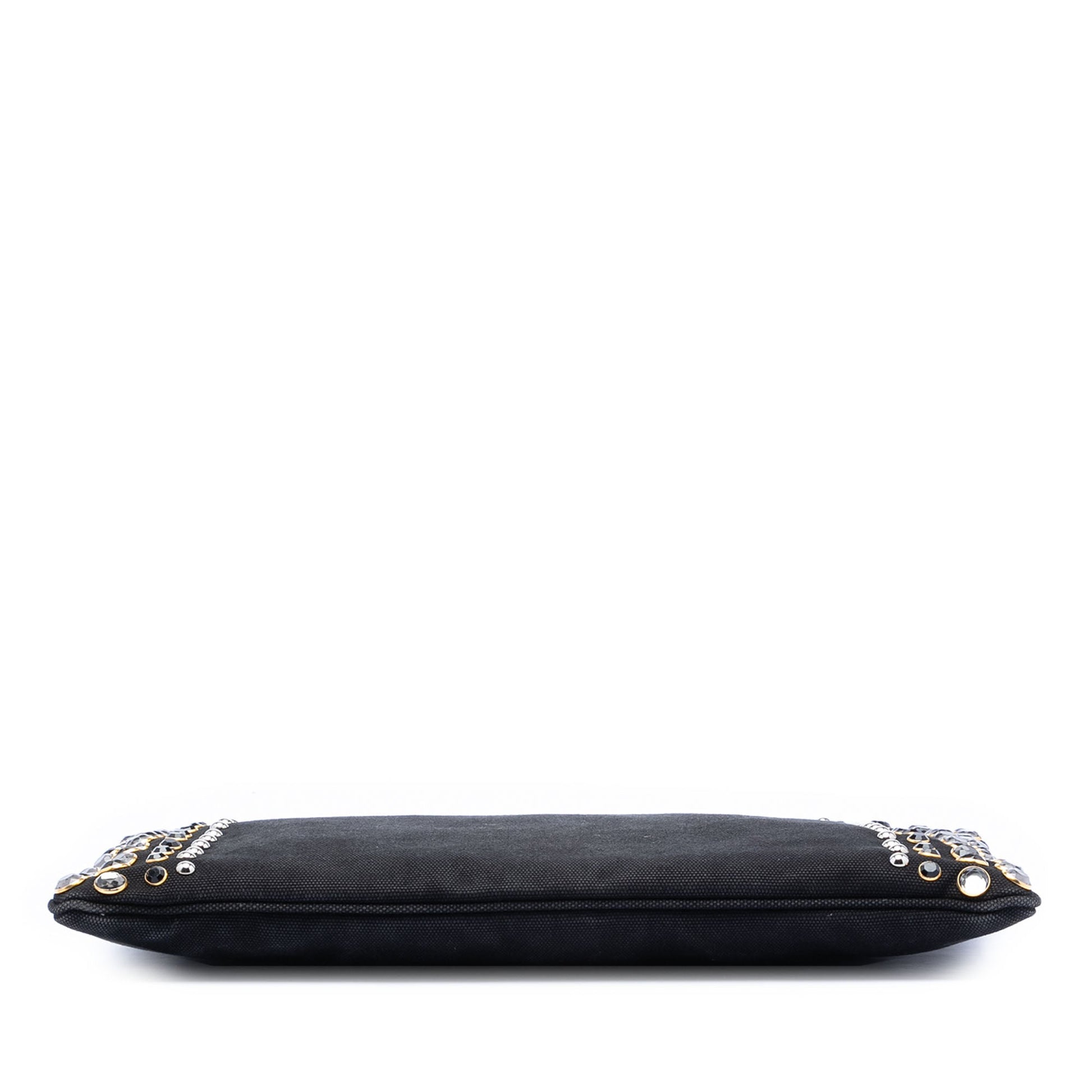 Prada Canvas Canapa Studded Vernice Clutch