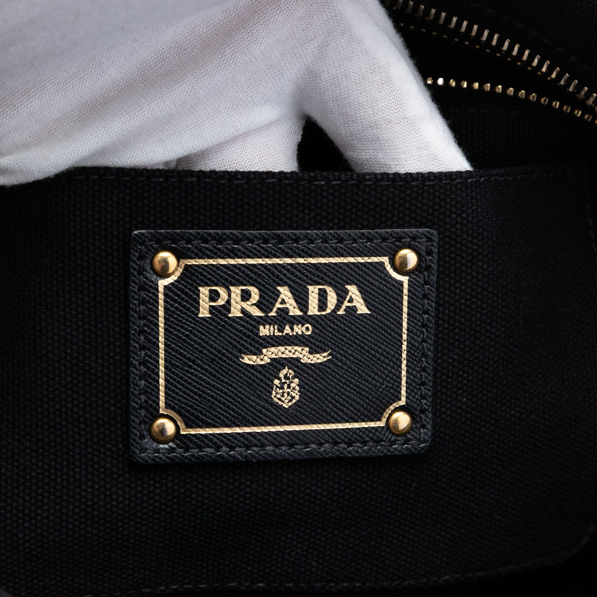 Prada Canvas Canapa Studded Vernice Clutch