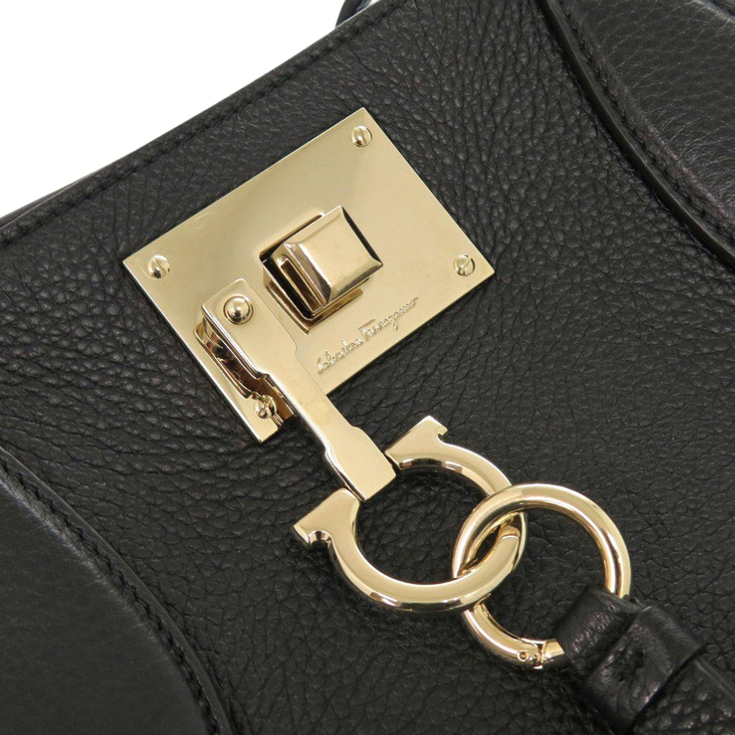 Ferragamo Grained Calfskin Studded Gancini Tote