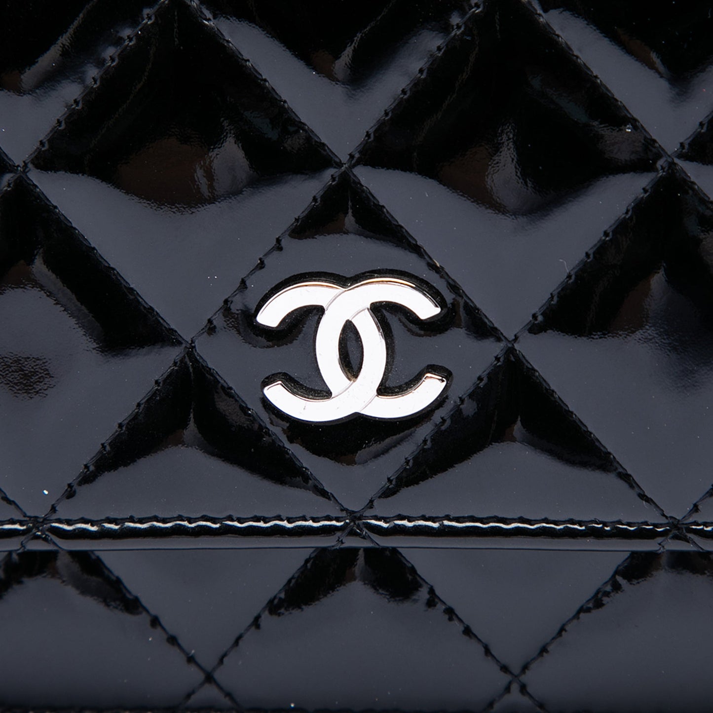 Chanel CC Quilted Patent Wallet On Chain