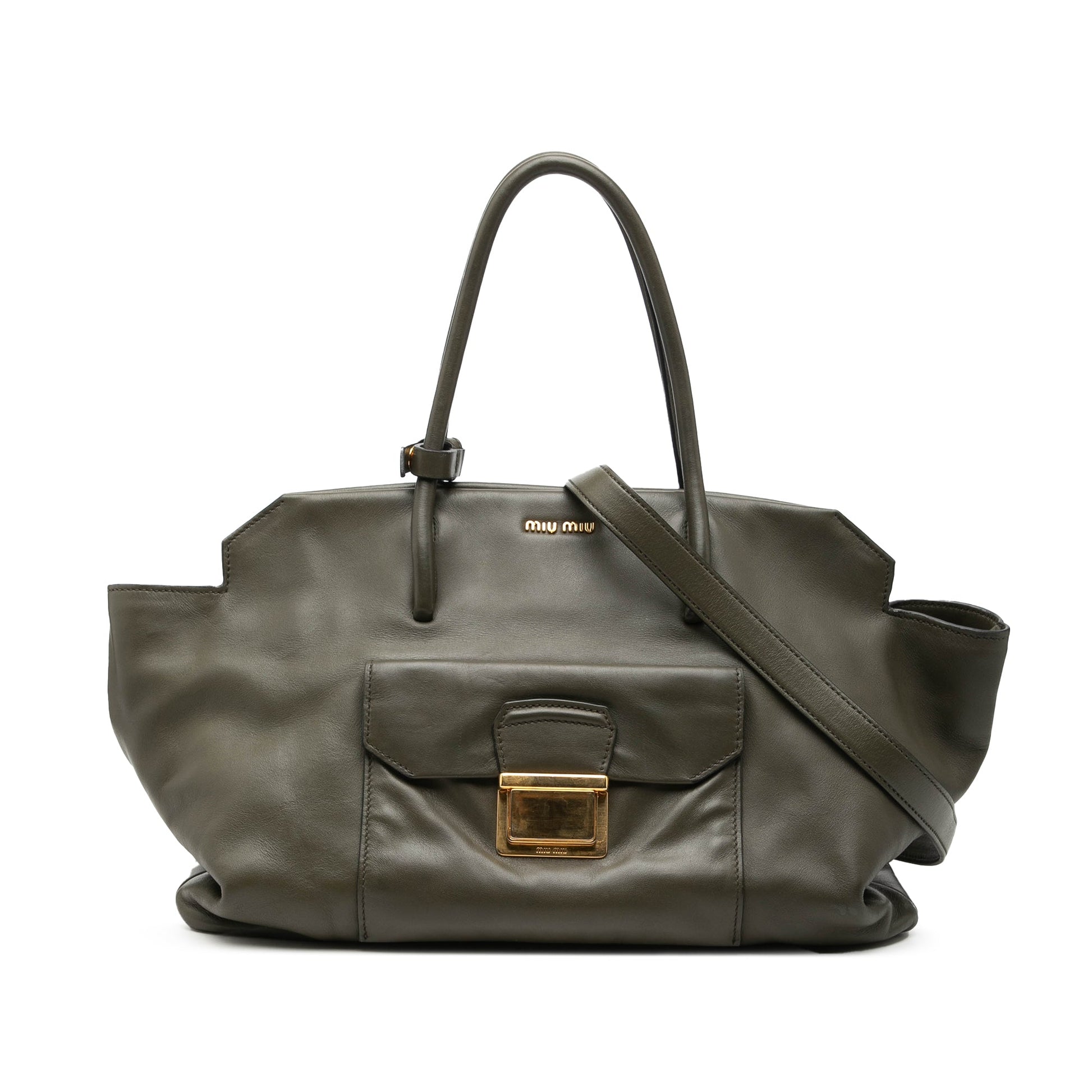 Miu Miu Vitello Soft Front Pocket Satchel