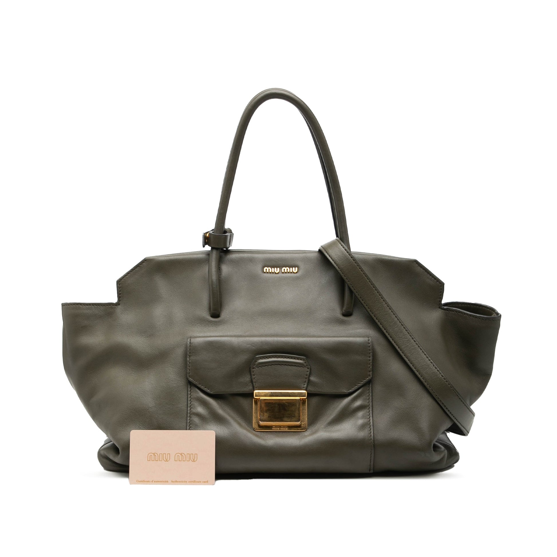 Miu Miu Vitello Soft Front Pocket Satchel