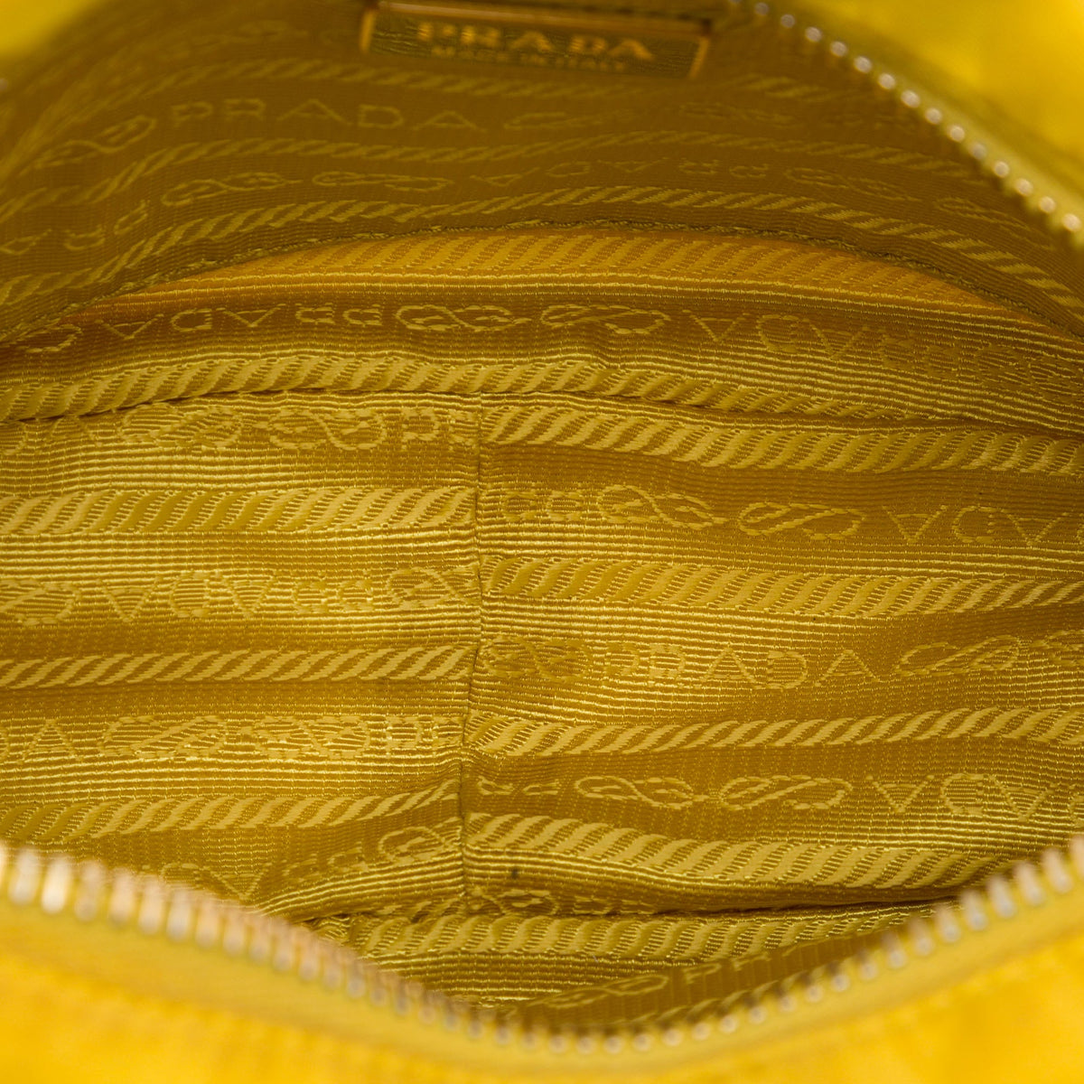 Prada Mini Saffiano Trimmed Tessuto Front Pocket Camera Bag — Yellow