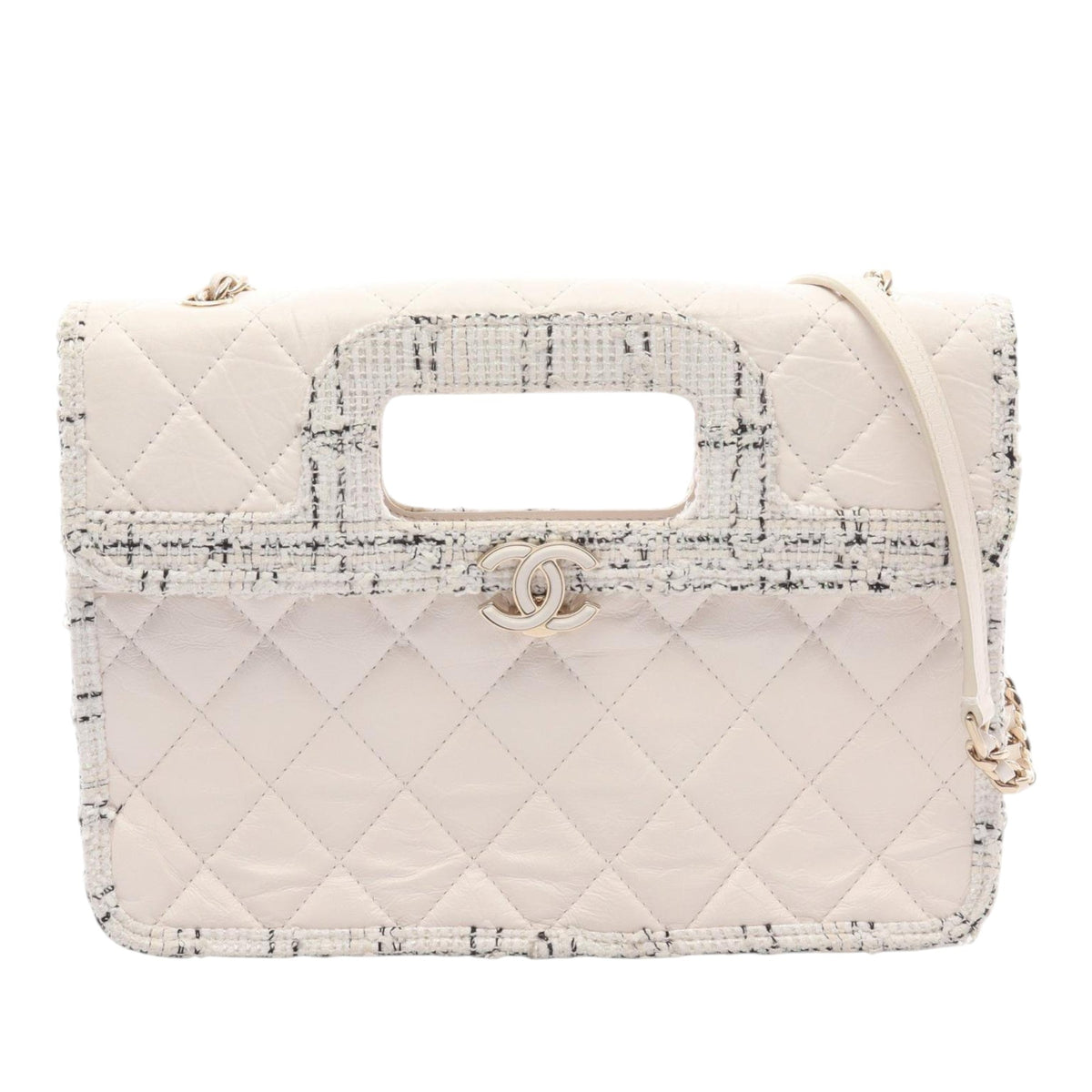 Chanel Small Quilted Lambskin and Tweed  Shopping Tote