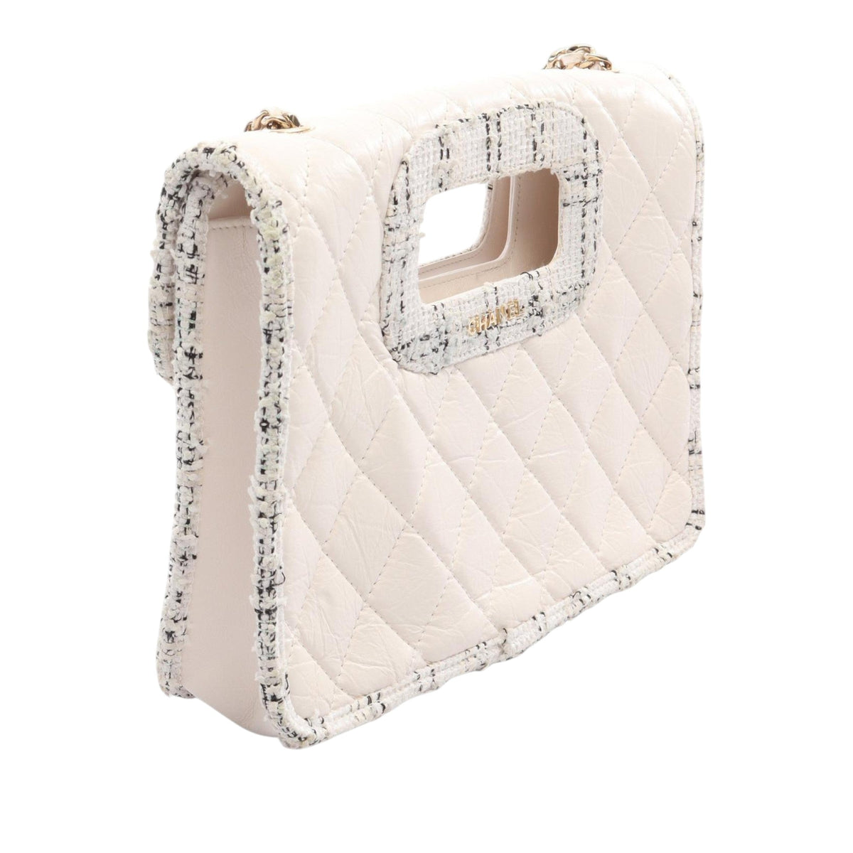Chanel Small Quilted Lambskin and Tweed  Shopping Tote