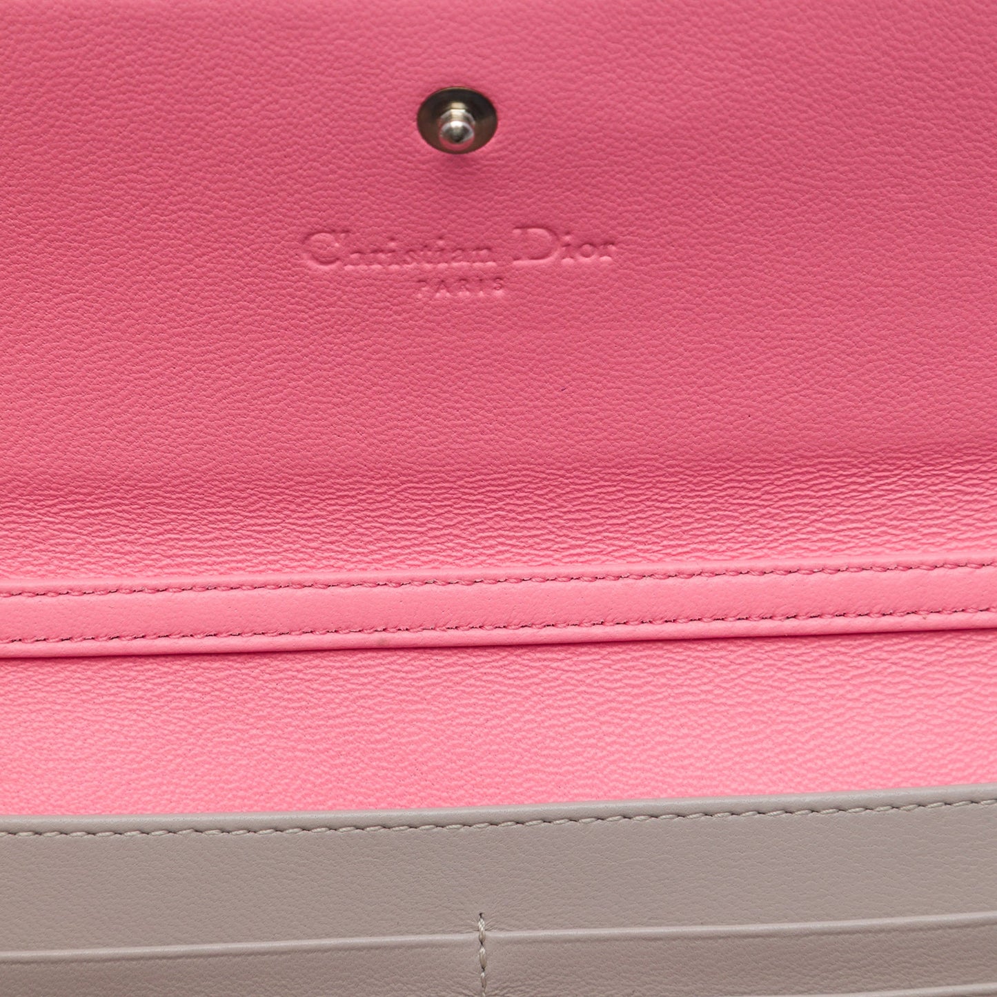 Dior Bicolor Lambskin and Patent Cannage Lady Dior Wallet On Chain