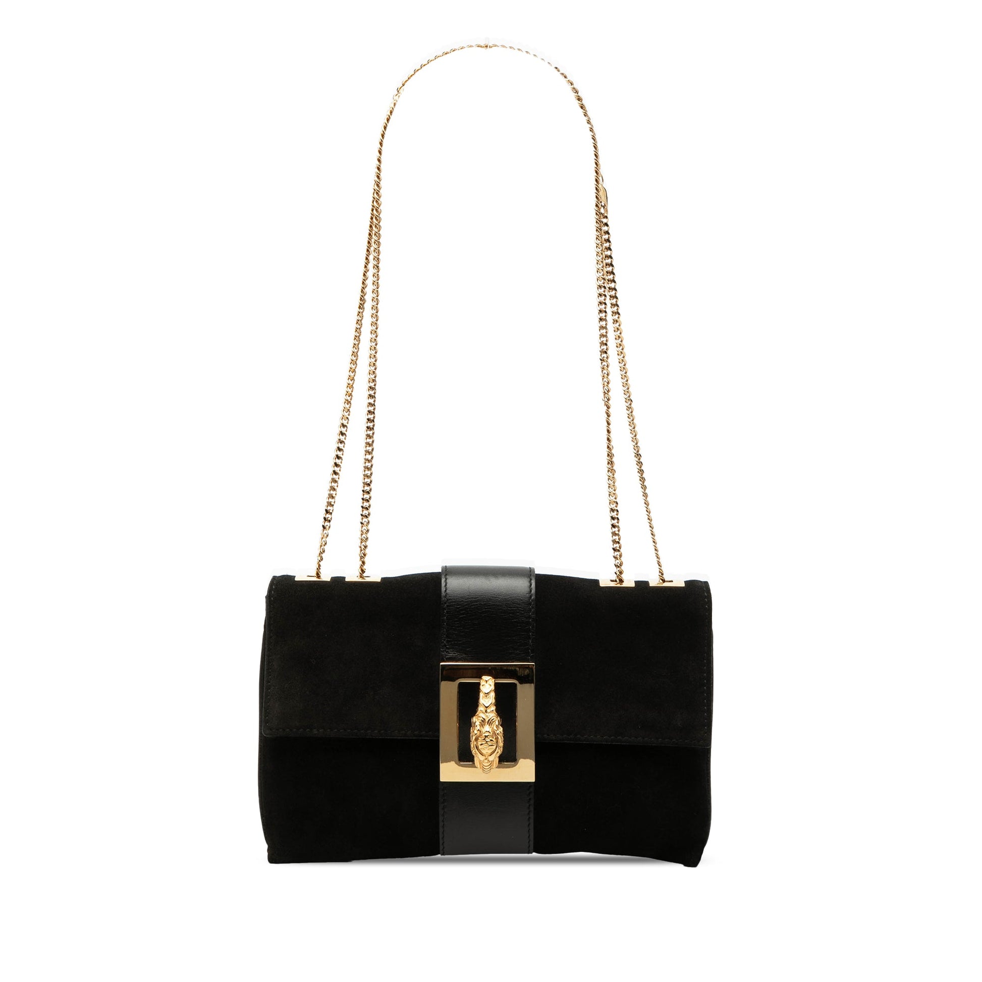 Gucci Suede Tiger Head Chain Shoulder Bag