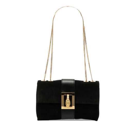 Gucci Suede Tiger Head Chain Shoulder Bag