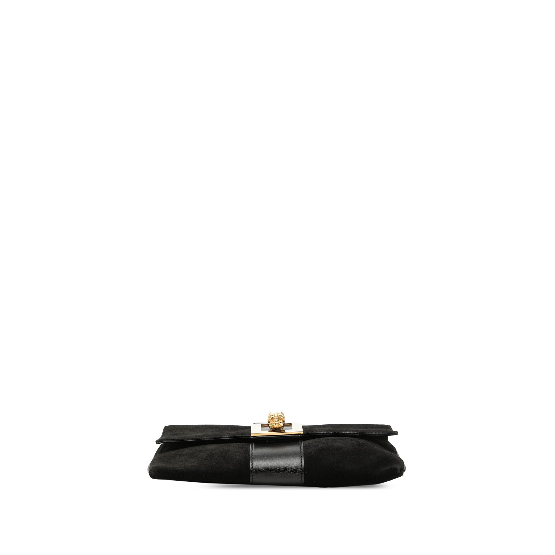 Gucci Suede Tiger Head Chain Shoulder Bag