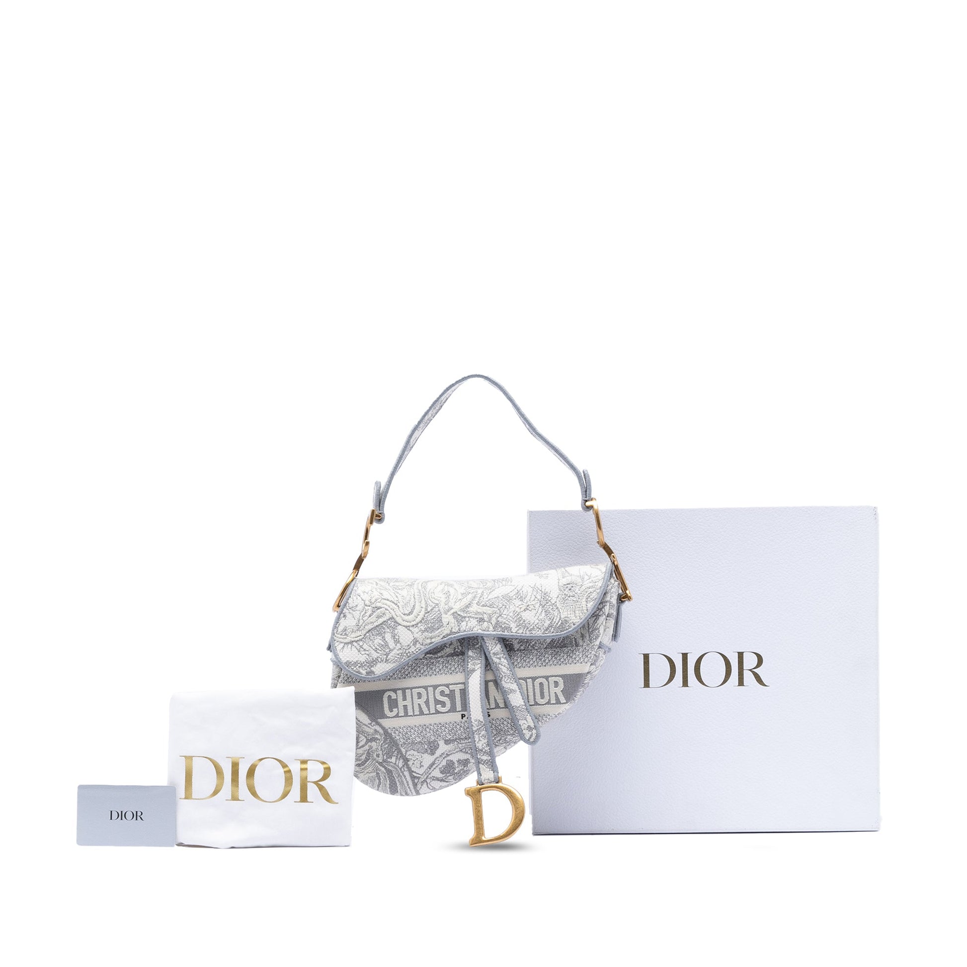 Dior Canvas Embroidered Toile de Jouy Saddle Bag