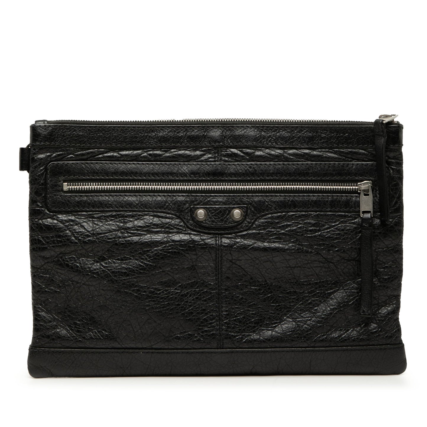 Balenciaga Lambskin Motocross Classic Clip Clutch M