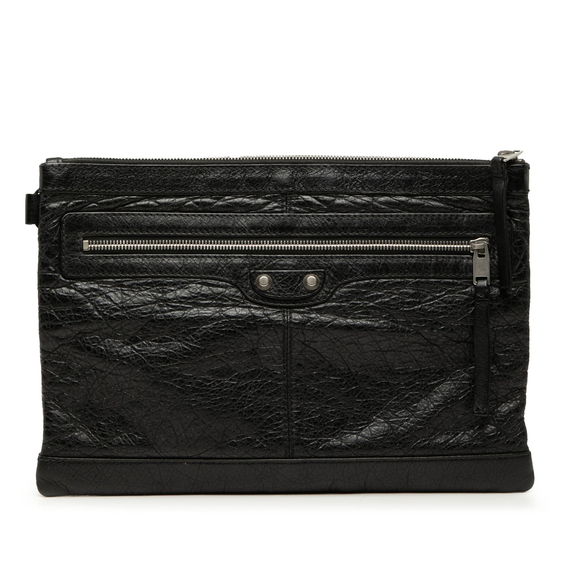 Balenciaga Lambskin Motocross Classic Clip Clutch M