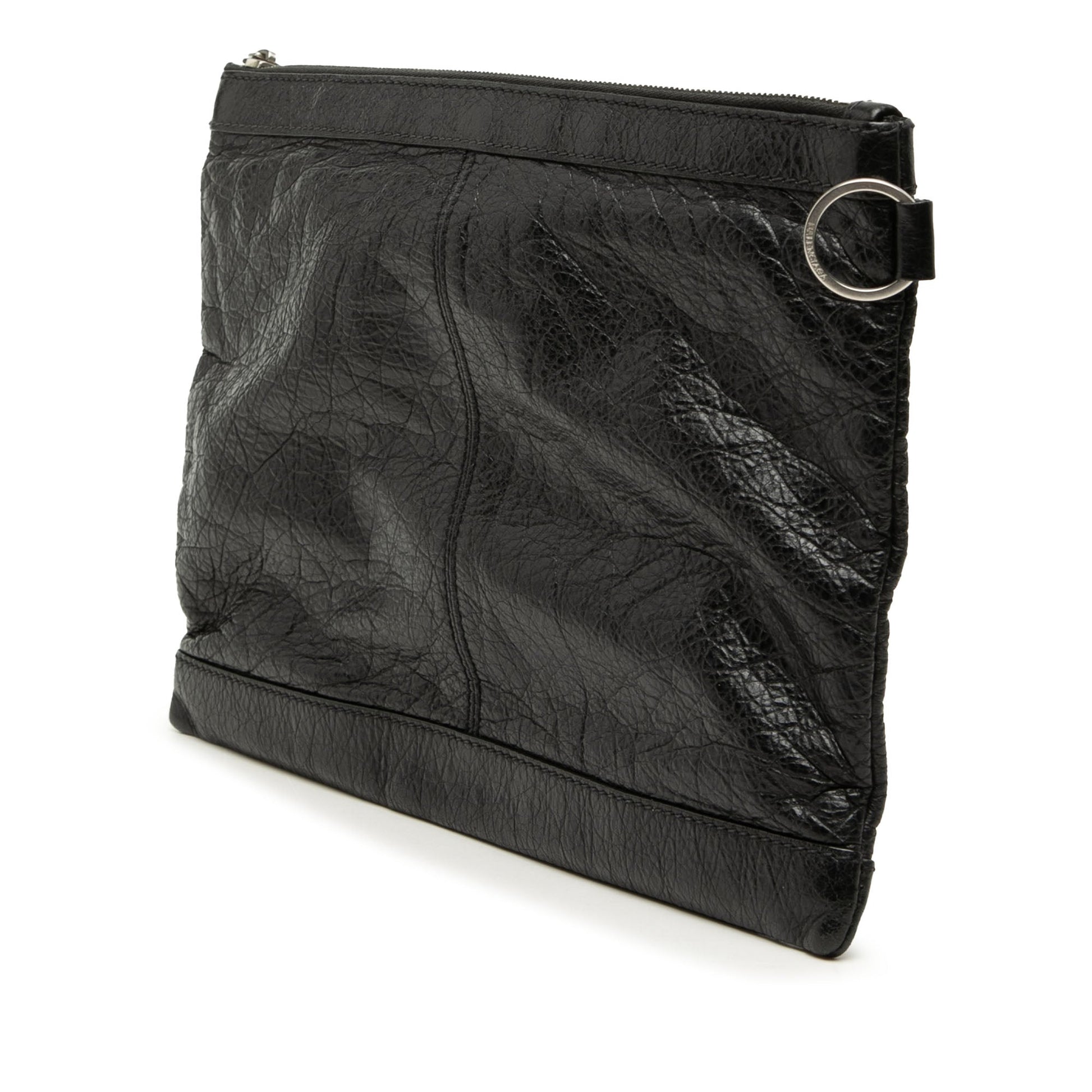 Balenciaga Lambskin Motocross Classic Clip Clutch M