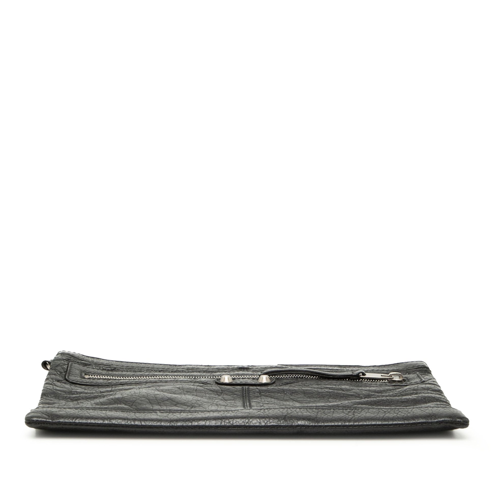 Balenciaga Lambskin Motocross Classic Clip Clutch M
