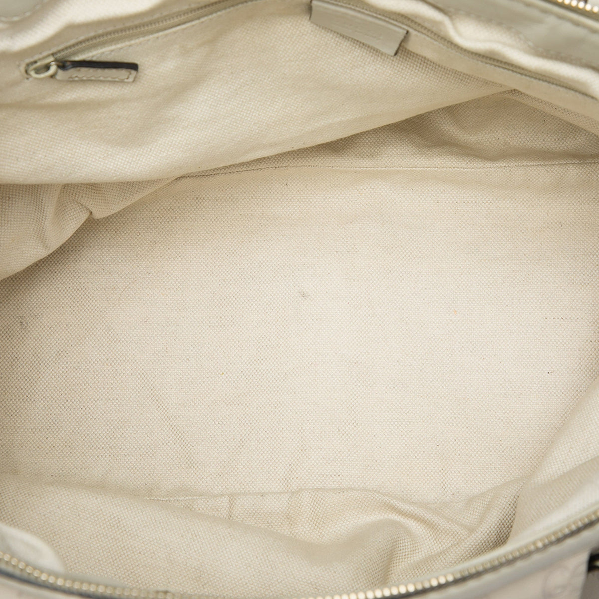 Gucci Guccissima Sukey Satchel — White