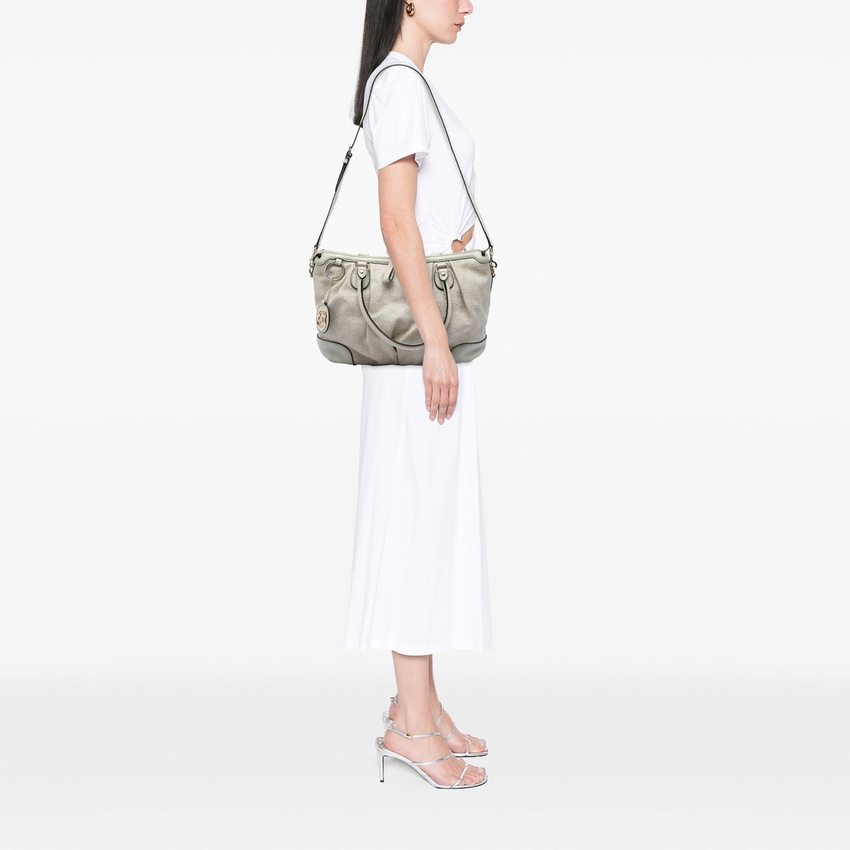 Gucci Guccissima Sukey Satchel — White