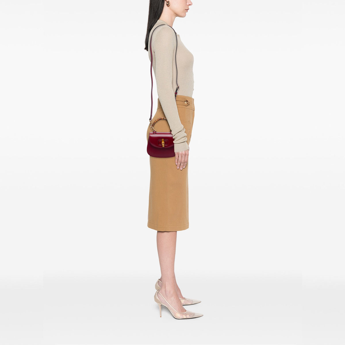 Gucci Mini Calfskin Web 1947 Bamboo Top Handle Bag