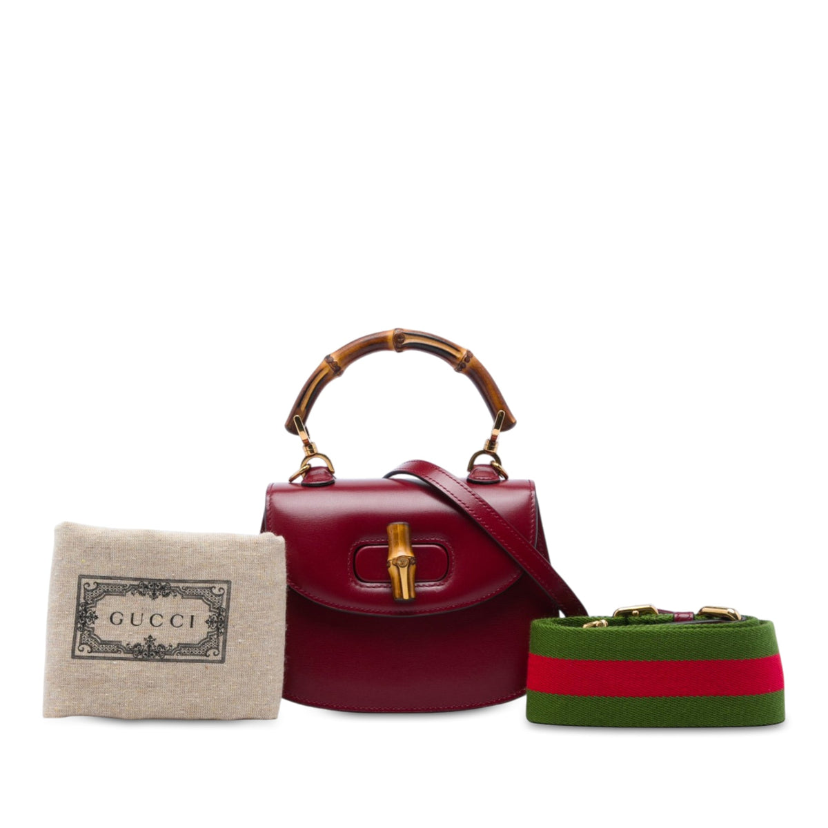 Gucci Mini Calfskin Web 1947 Bamboo Top Handle Bag