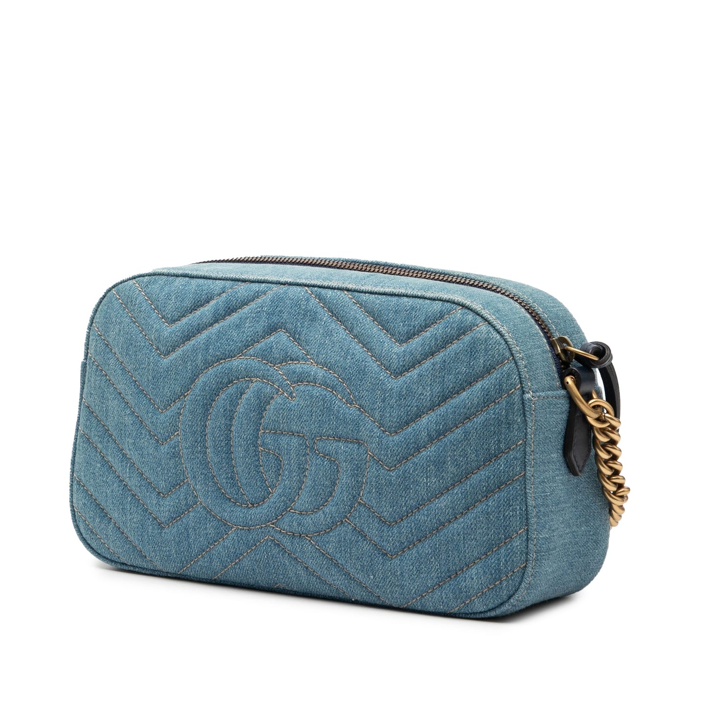 Gucci Small GG Marmont Matelasse Denim Pearly Crossbody