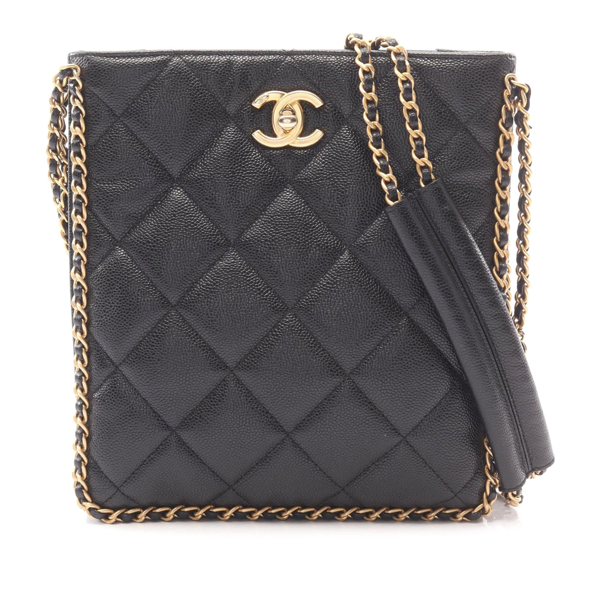 Chanel CC Quilted Caviar Chain Around Shoulder Bag
