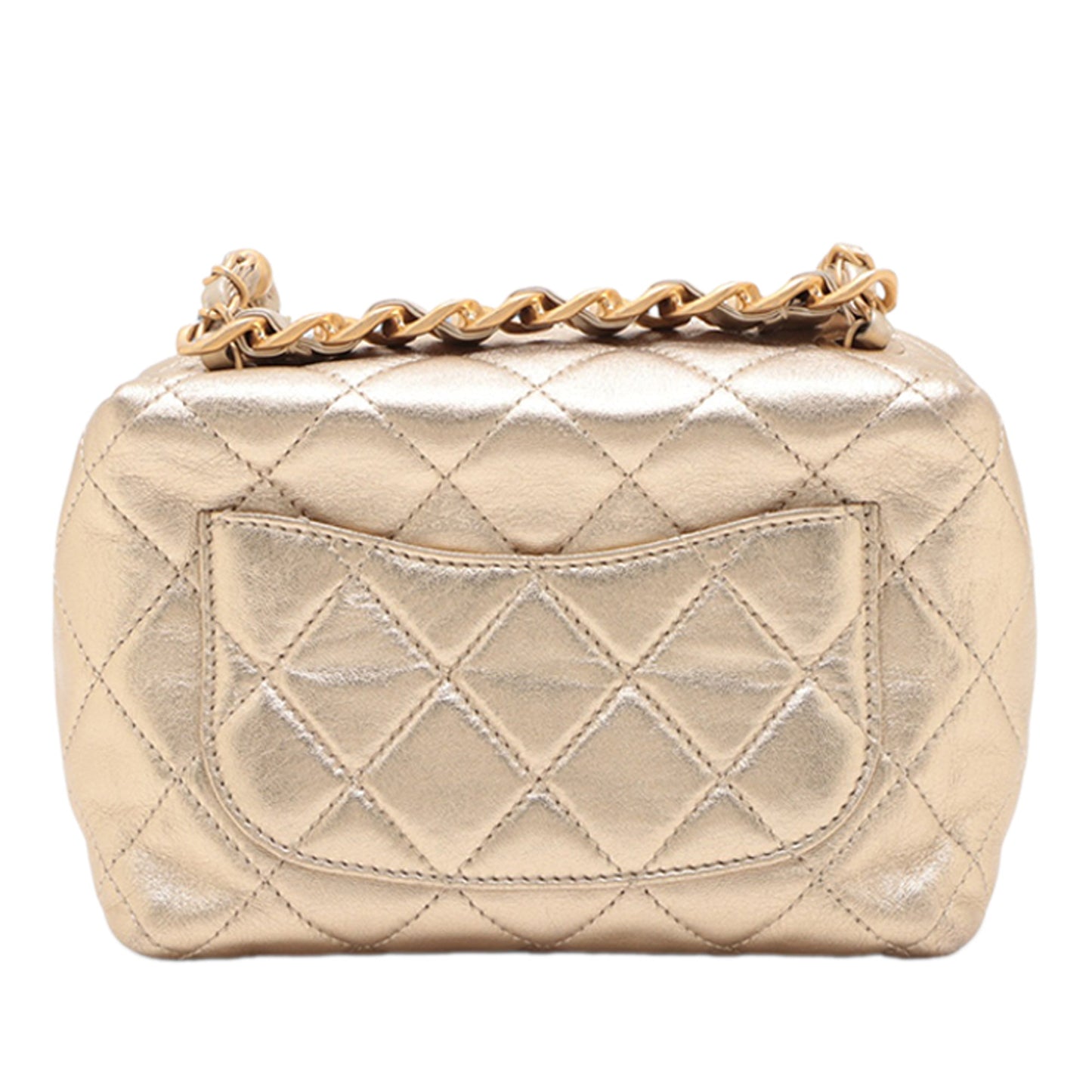 Chanel Mini CC Quilted Metallic Lambskin Bowling Bag