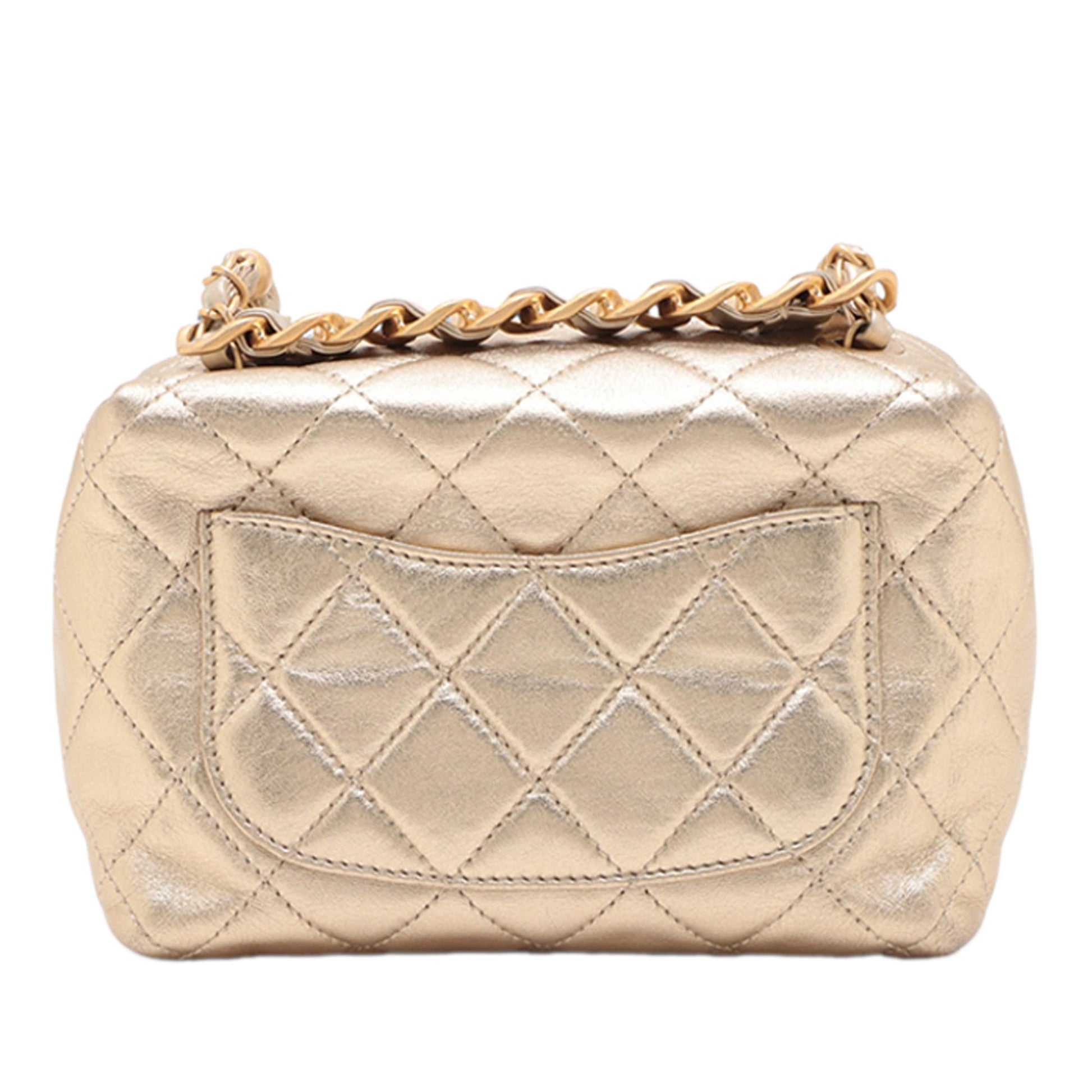 Chanel Mini CC Quilted Metallic Lambskin Bowling Bag