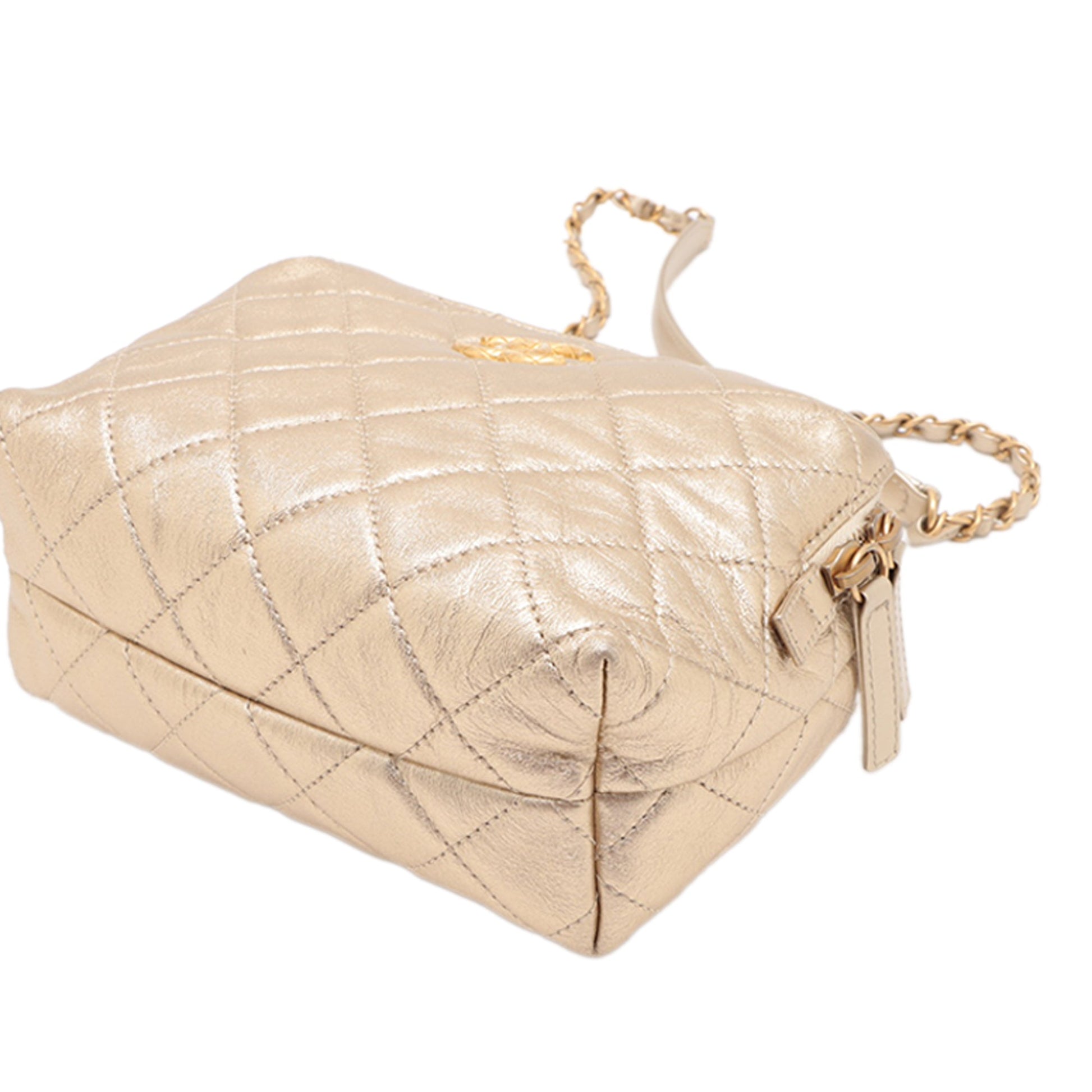 Chanel Mini CC Quilted Metallic Lambskin Bowling Bag