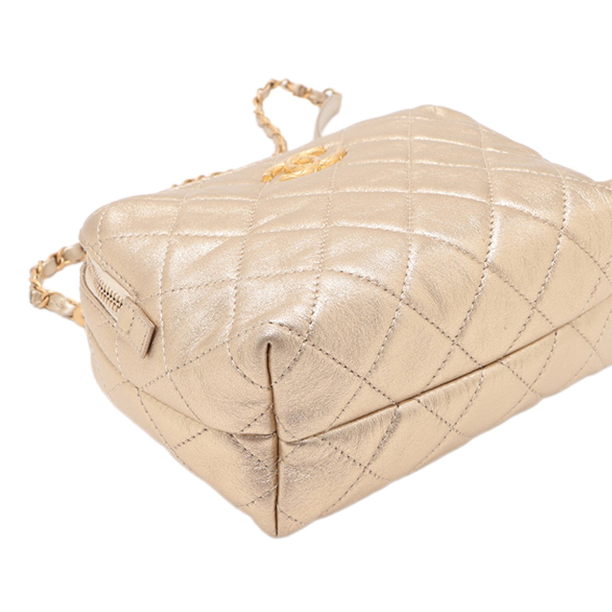 Chanel Mini CC Quilted Metallic Lambskin Bowling Bag