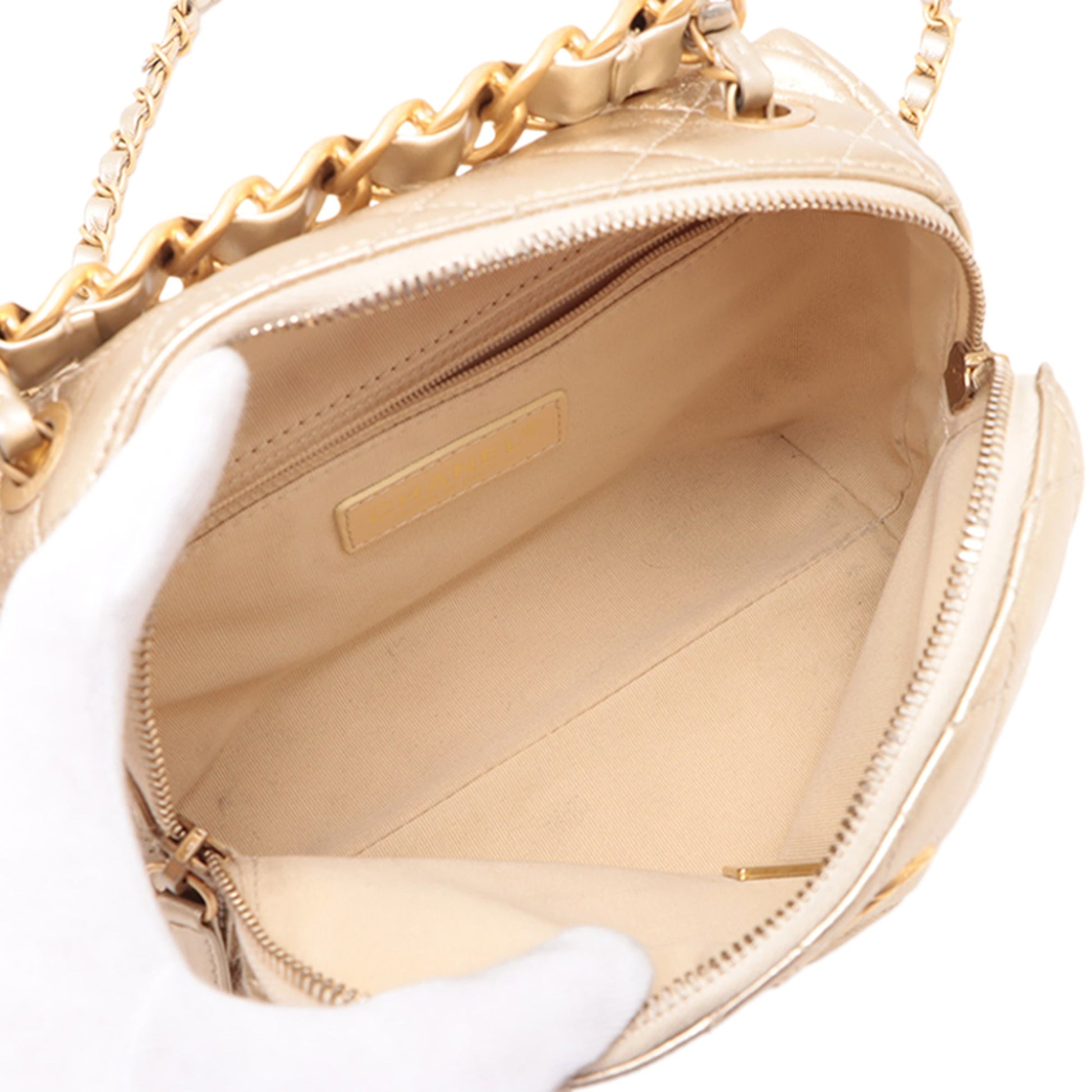 Chanel Mini CC Quilted Metallic Lambskin Bowling Bag