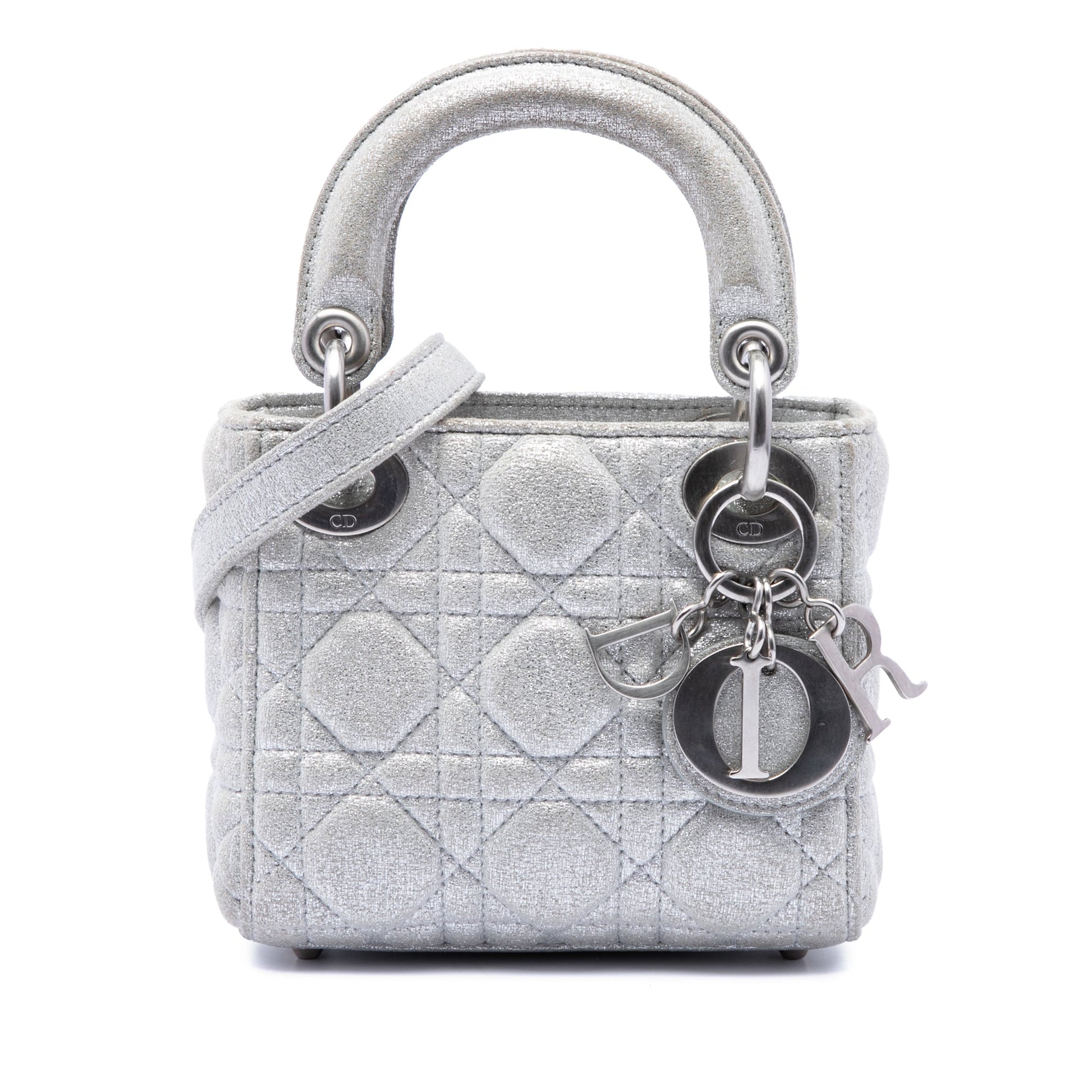 Dior Micro Metallic Calfskin Cannage Lady Dior