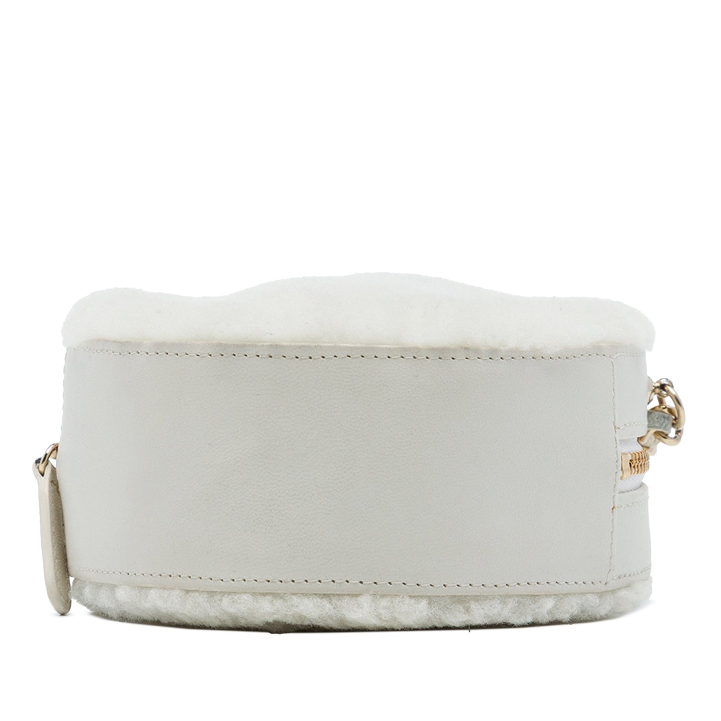 Chanel CC Chevron Shearling Round Clutch with Chain