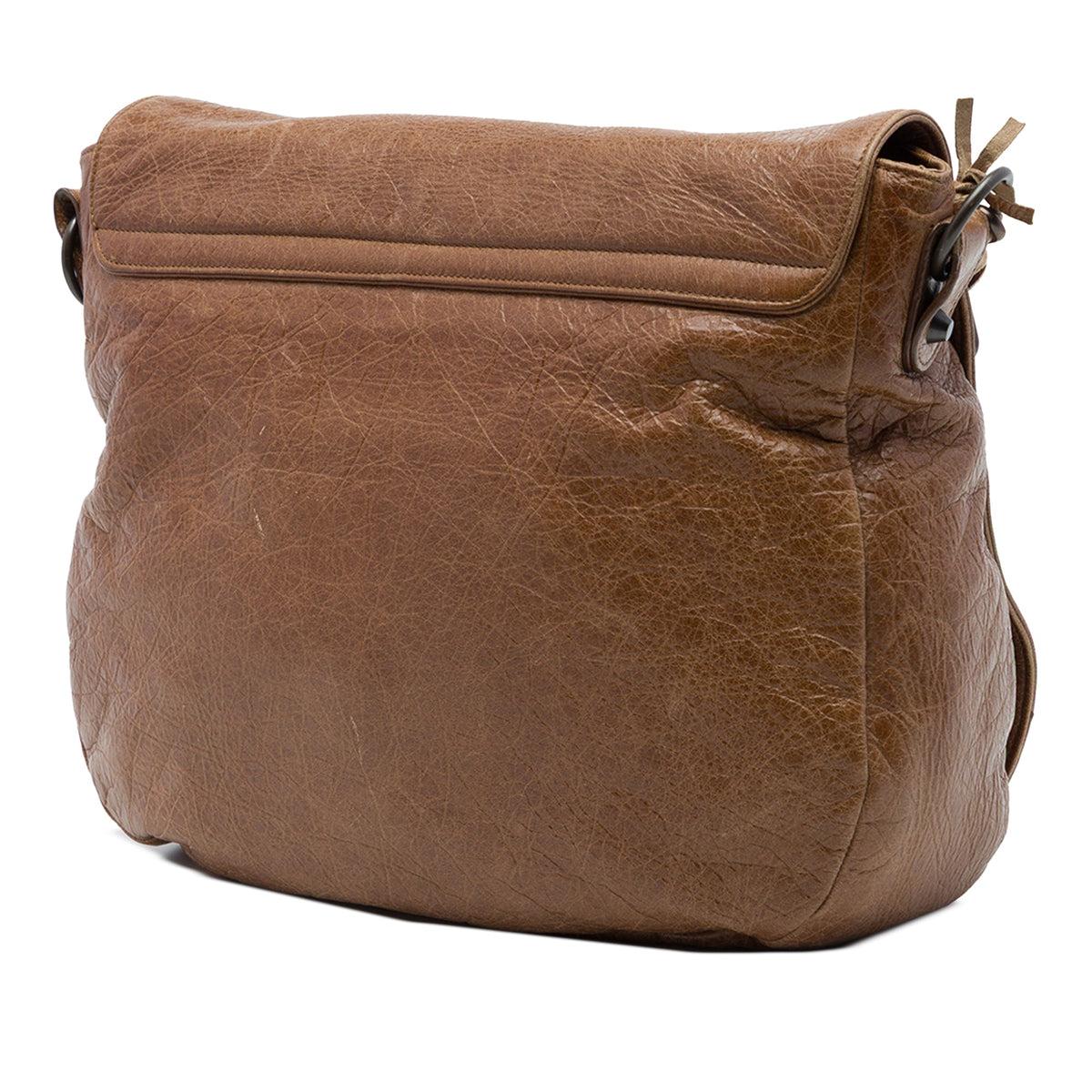 Balenciaga Lambskin Motocross Classic Folk Messenger Bag — Brown