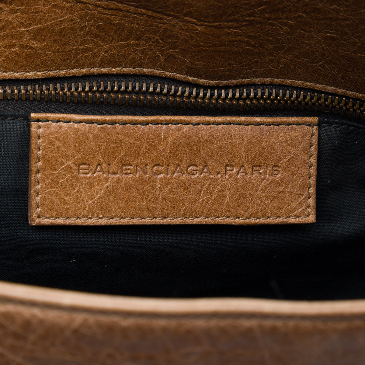 Balenciaga Lambskin Motocross Classic Folk Messenger Bag — Brown