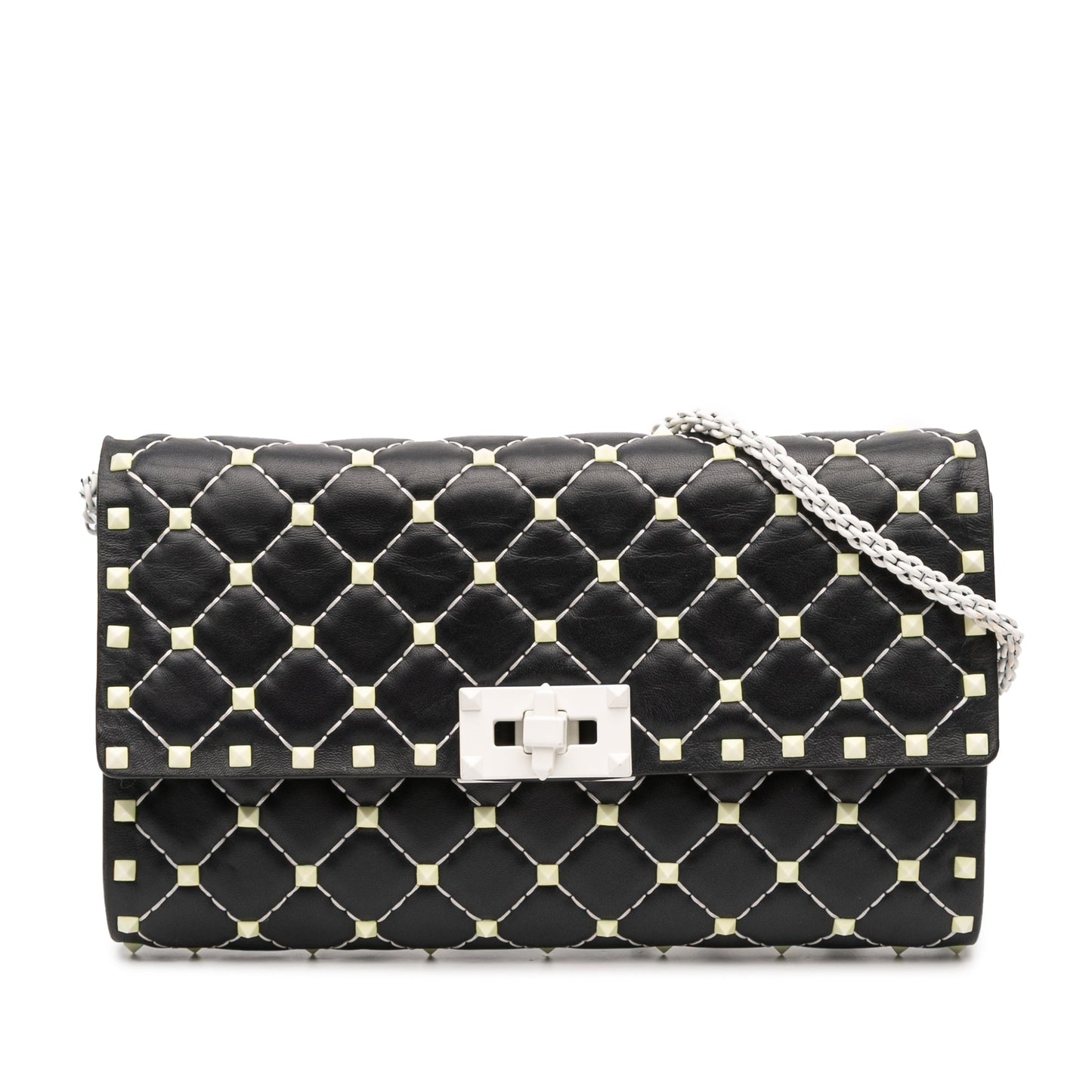 Valentino Quilted Lambskin Free Rockstud Spike Wallet On Chain
