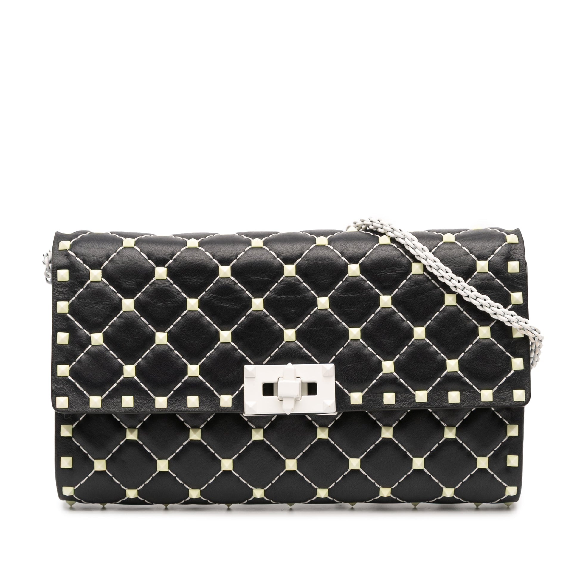 Valentino Quilted Lambskin Free Rockstud Spike Wallet On Chain