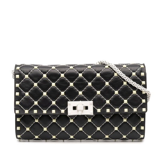 Valentino Quilted Lambskin Free Rockstud Spike Wallet On Chain