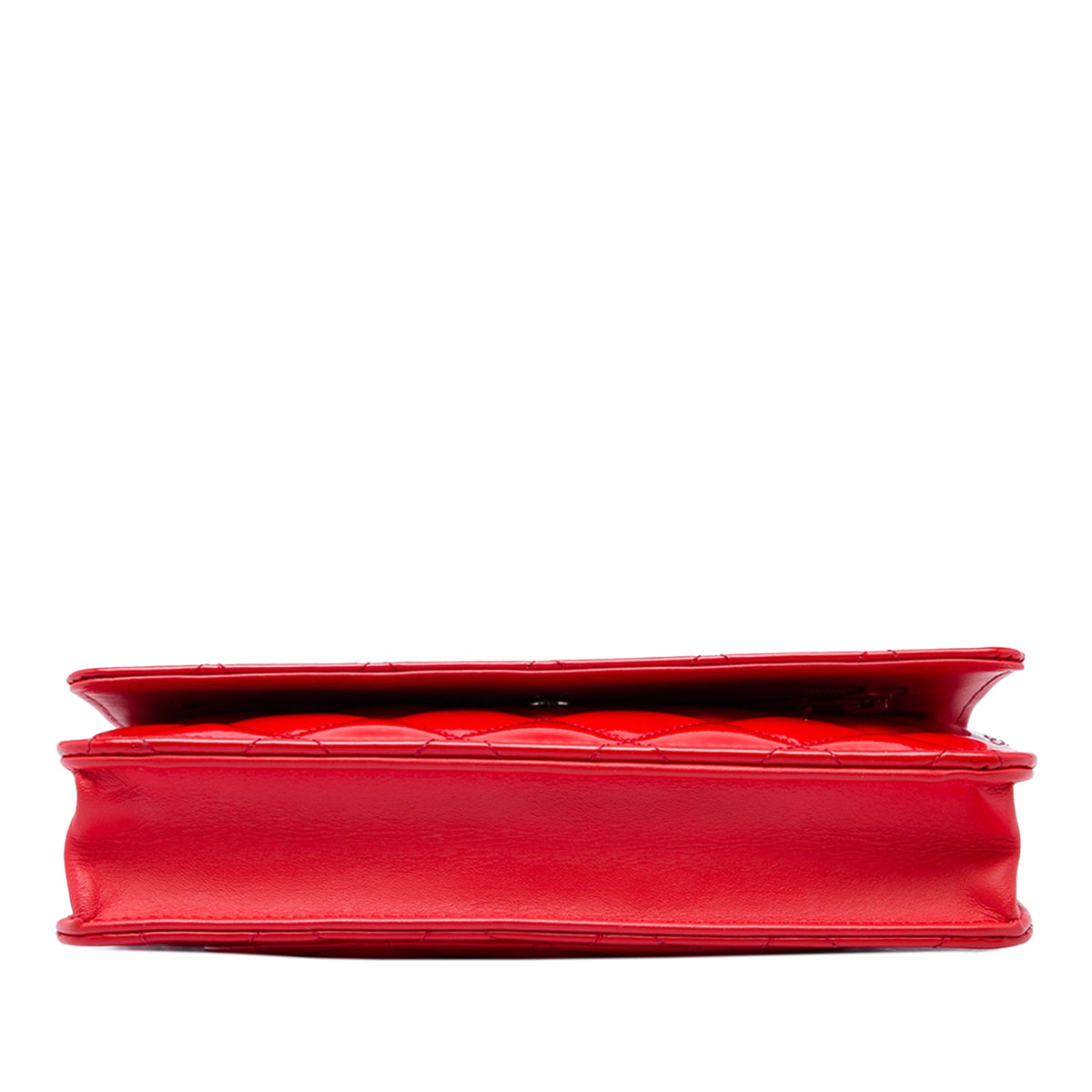 Chanel CC Quilted Patent Wallet On Chain — Red
