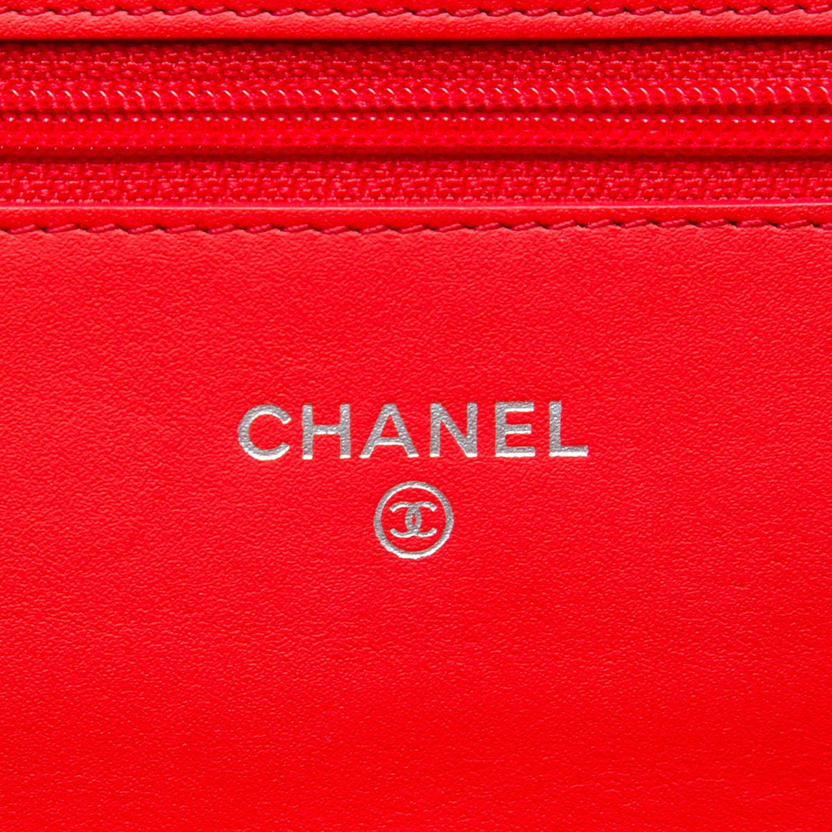 Chanel CC Quilted Patent Wallet On Chain — Red