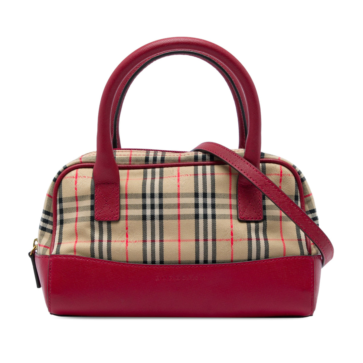 Burberry Haymarket Check Canvas Satchel — Beige