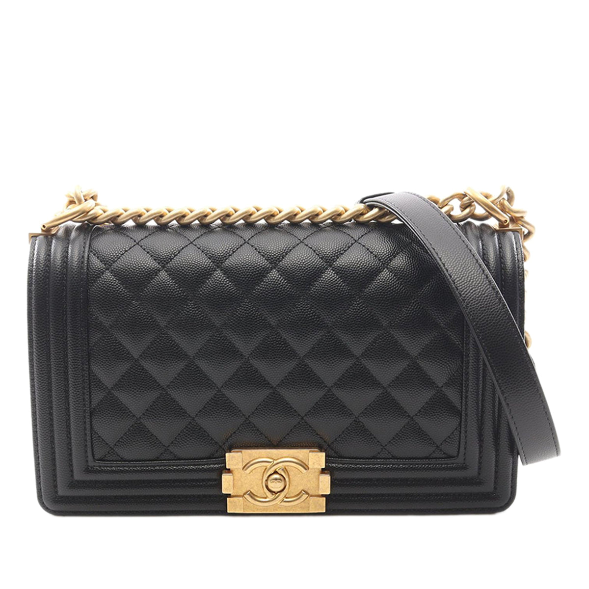 Chanel Old Medium Quilted Caviar Boy Flap