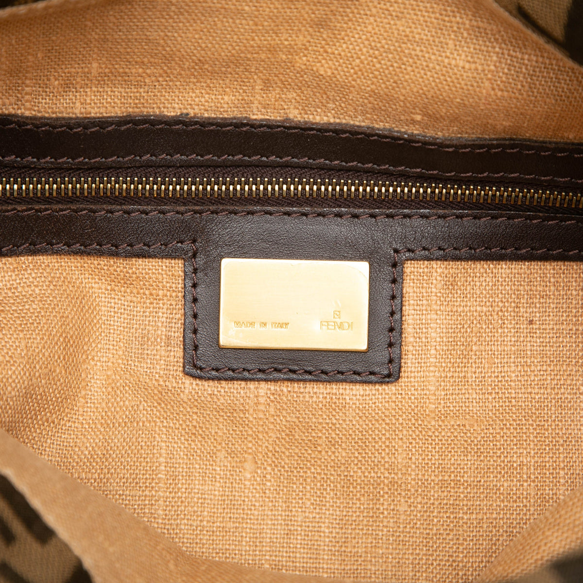 Fendi Zucca Zebra Print Canvas Diavolo Trapezio Tote — Brown